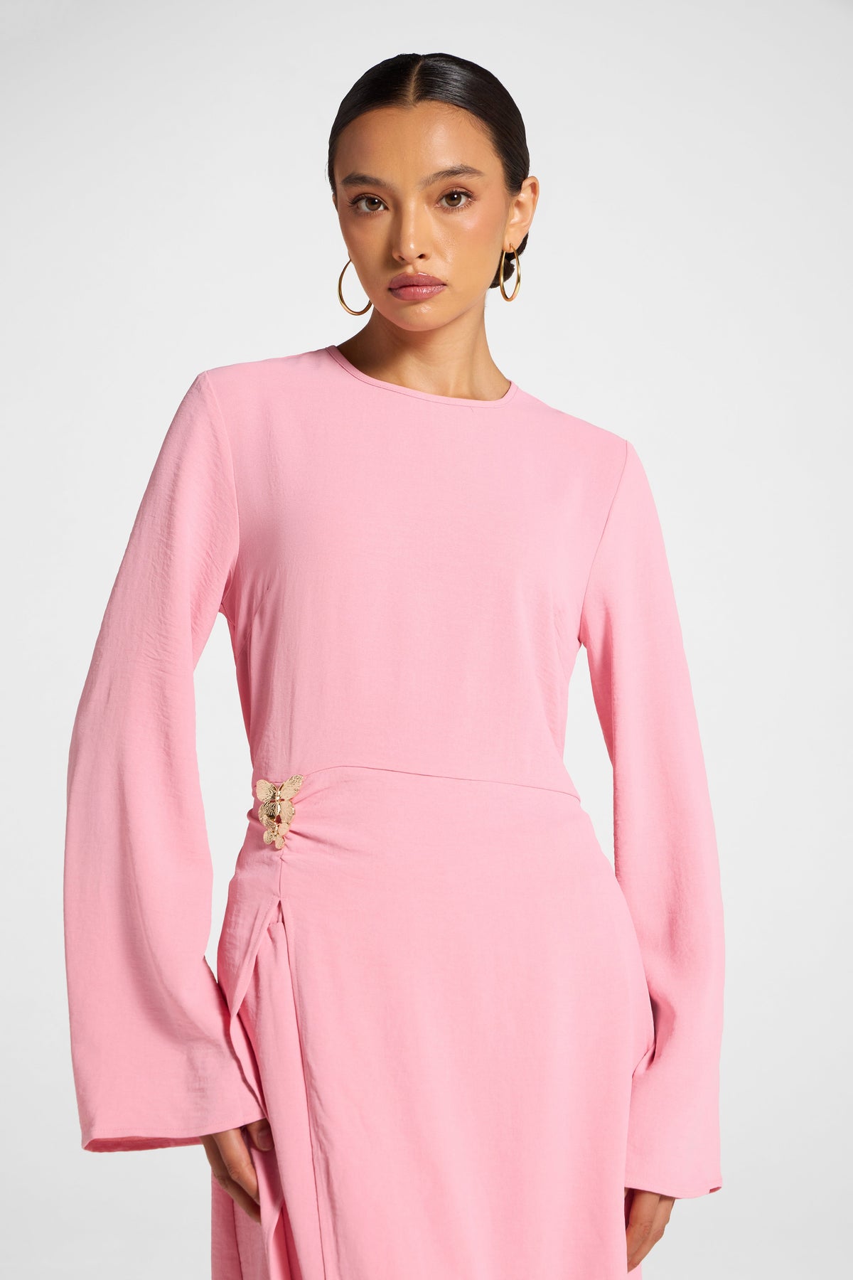 Split Front Tunic Top - Just Pink Veiled 