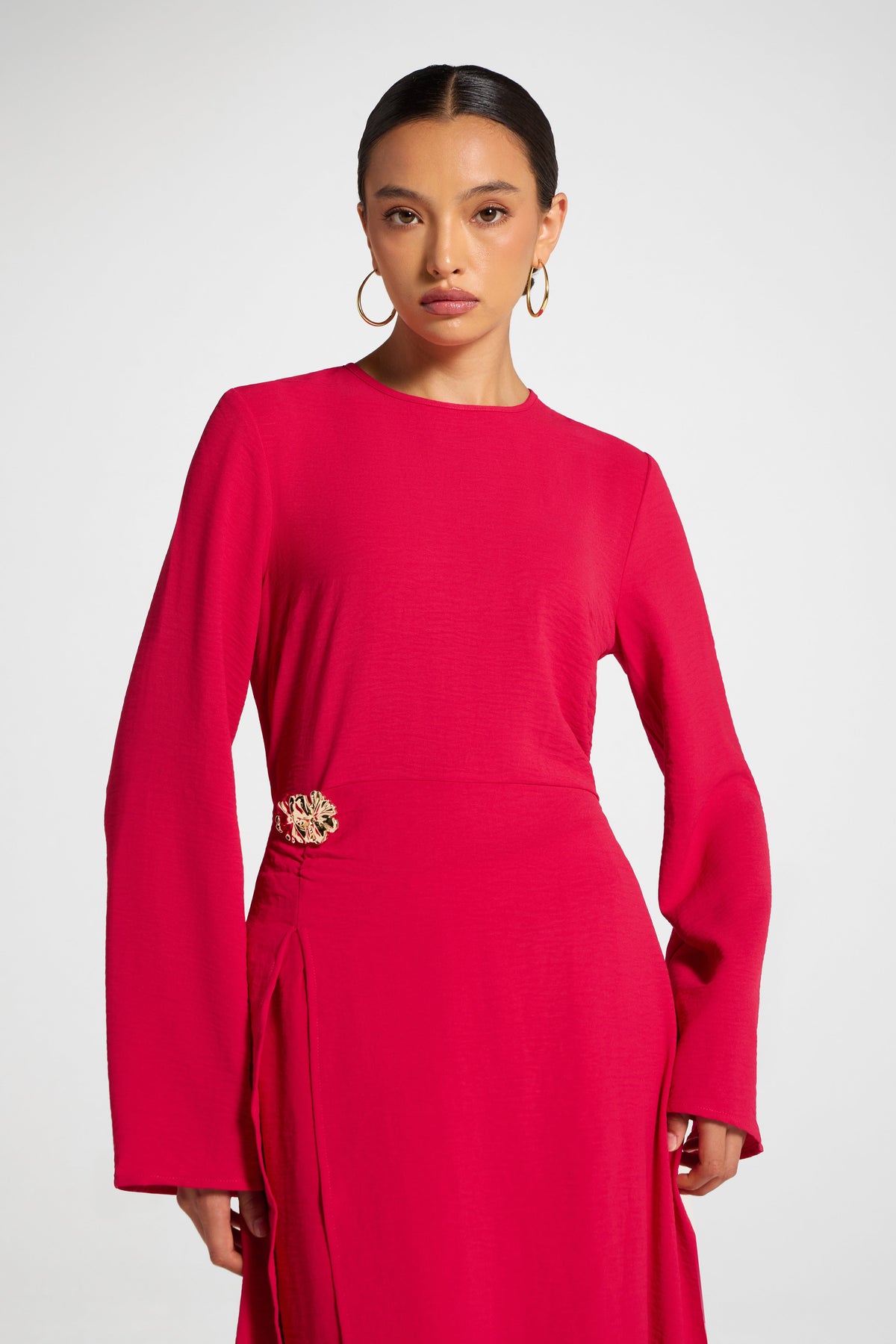 Split Front Tunic Top - Strawberry Veiled 