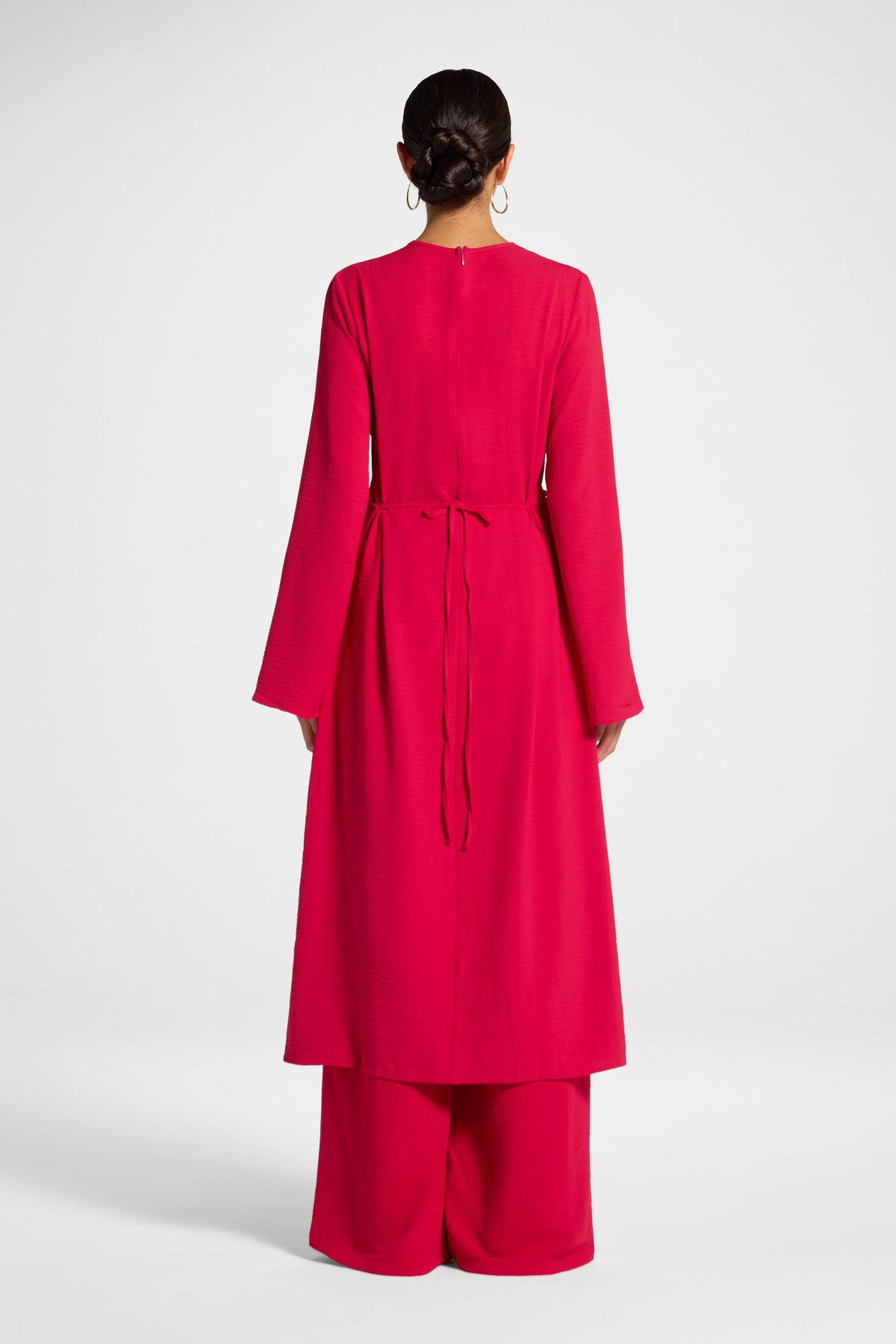 Split Front Tunic Top - Strawberry Veiled 
