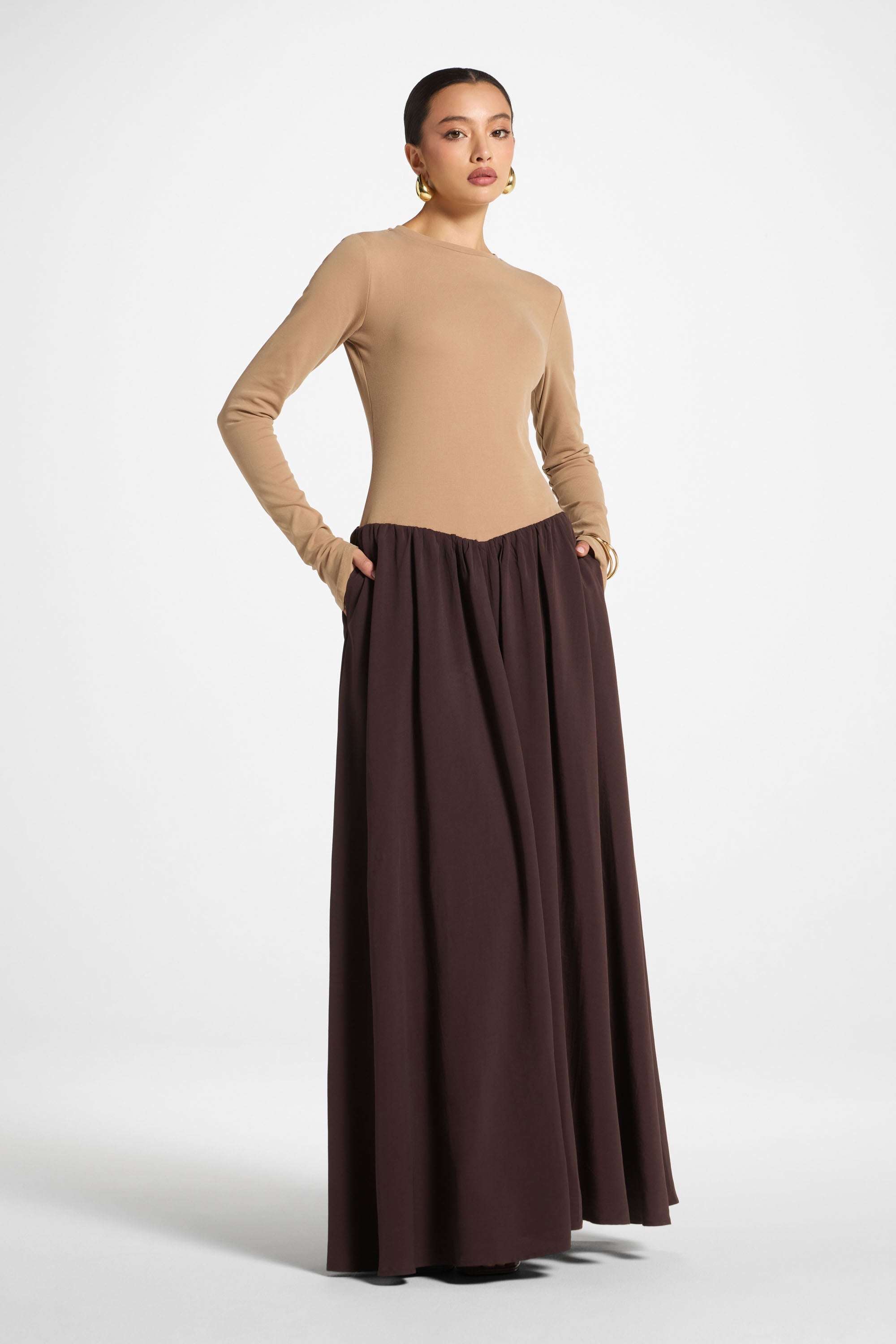 Stella Maxi Dress - Mocha Latte Abayas Veiled 