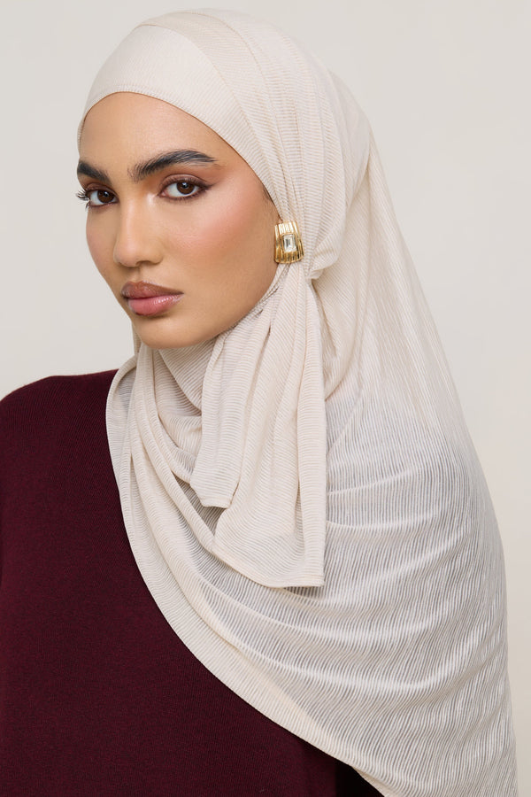 Stretch Stripe Hijab - Beige Hijabs Veiled 