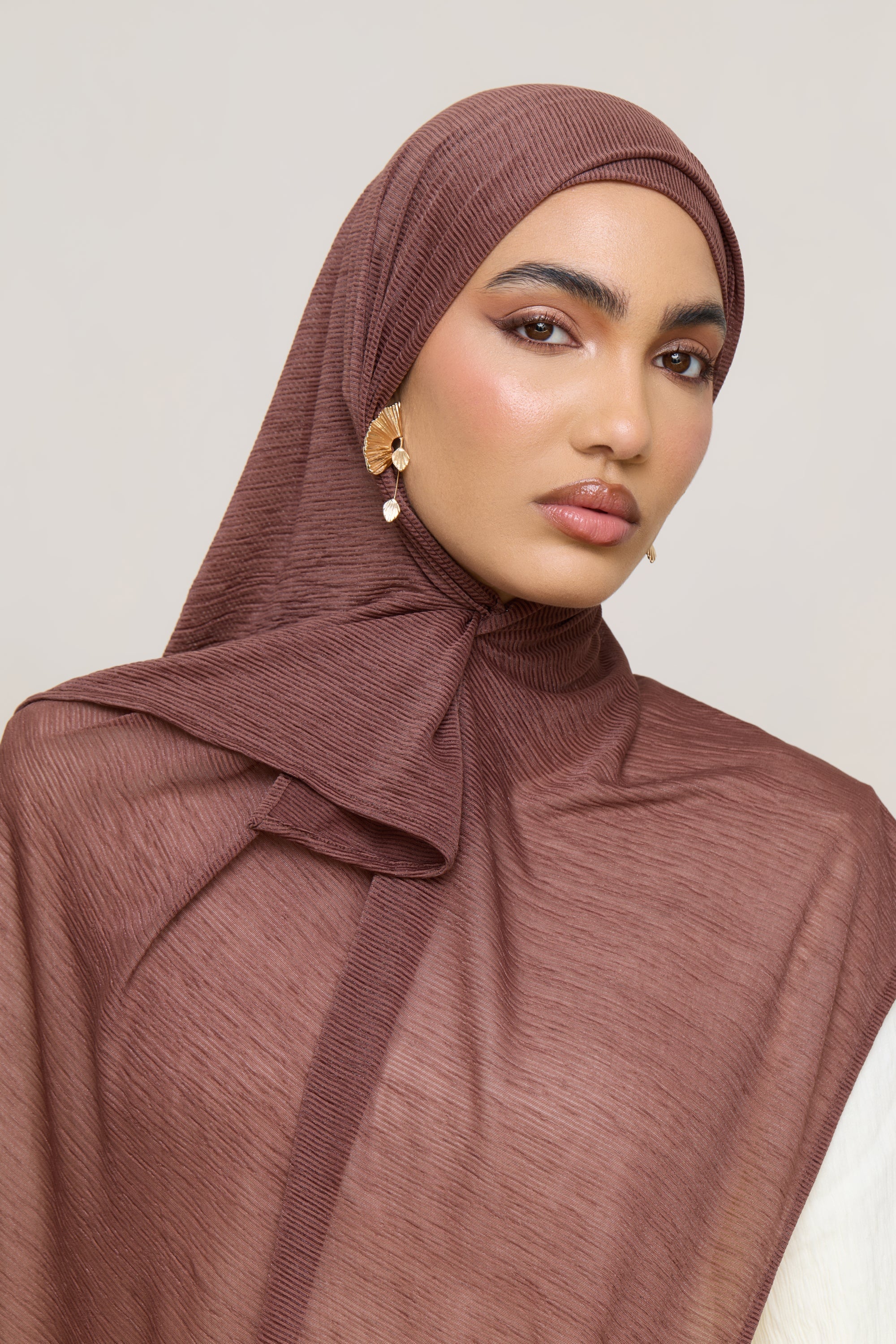 Stretch Stripe Hijab - Cocoa Hijabs Veiled 