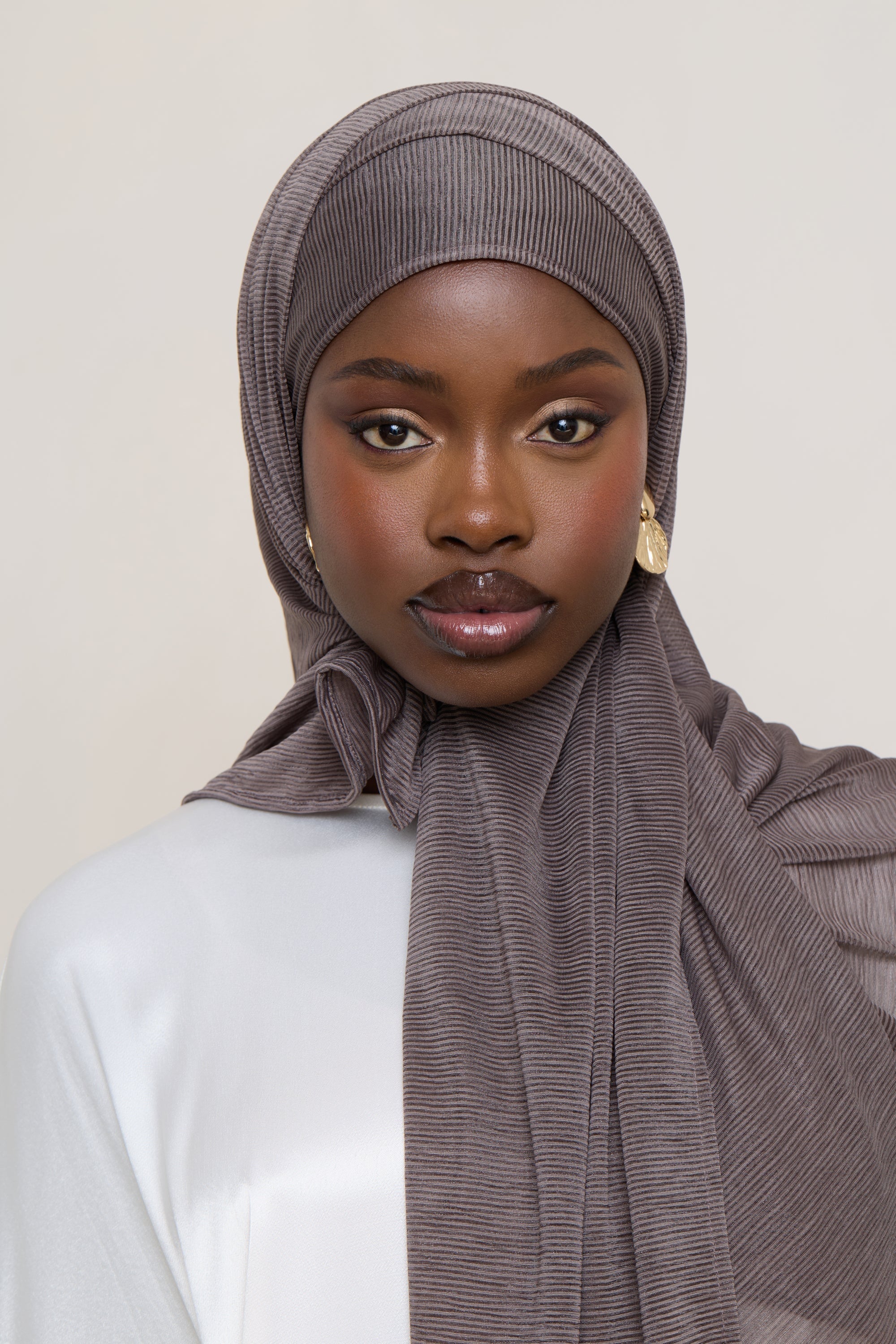 Stretch Stripe Hijab - Coffee Quartz Hijabs Veiled 