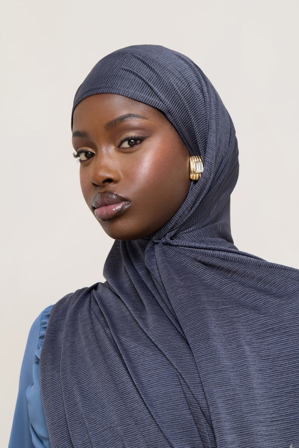 Stretch Stripe Hijab - Dark Denim Hijabs Veiled 