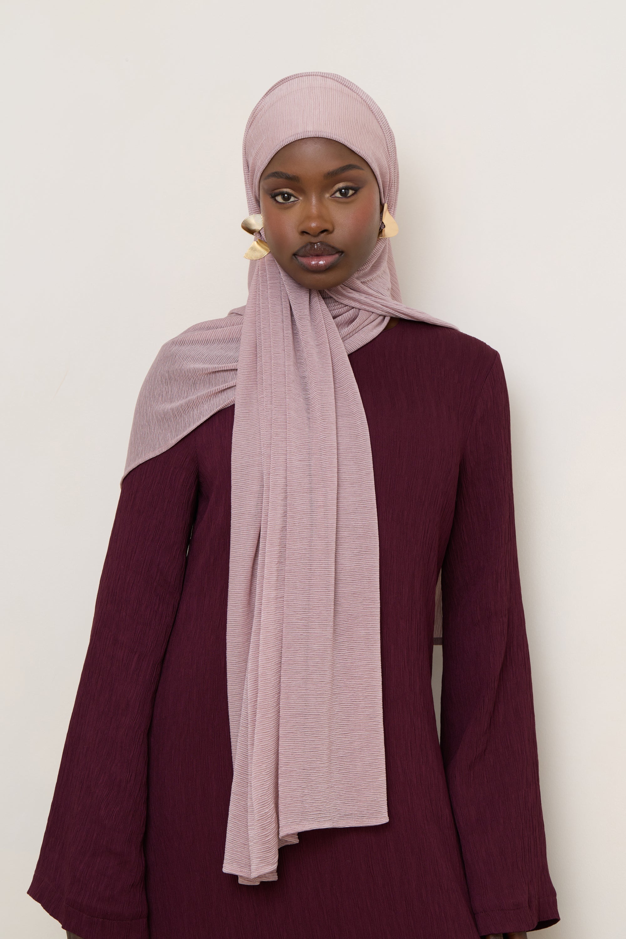 Stretch Stripe Hijab - Milky Pink Hijabs Veiled 