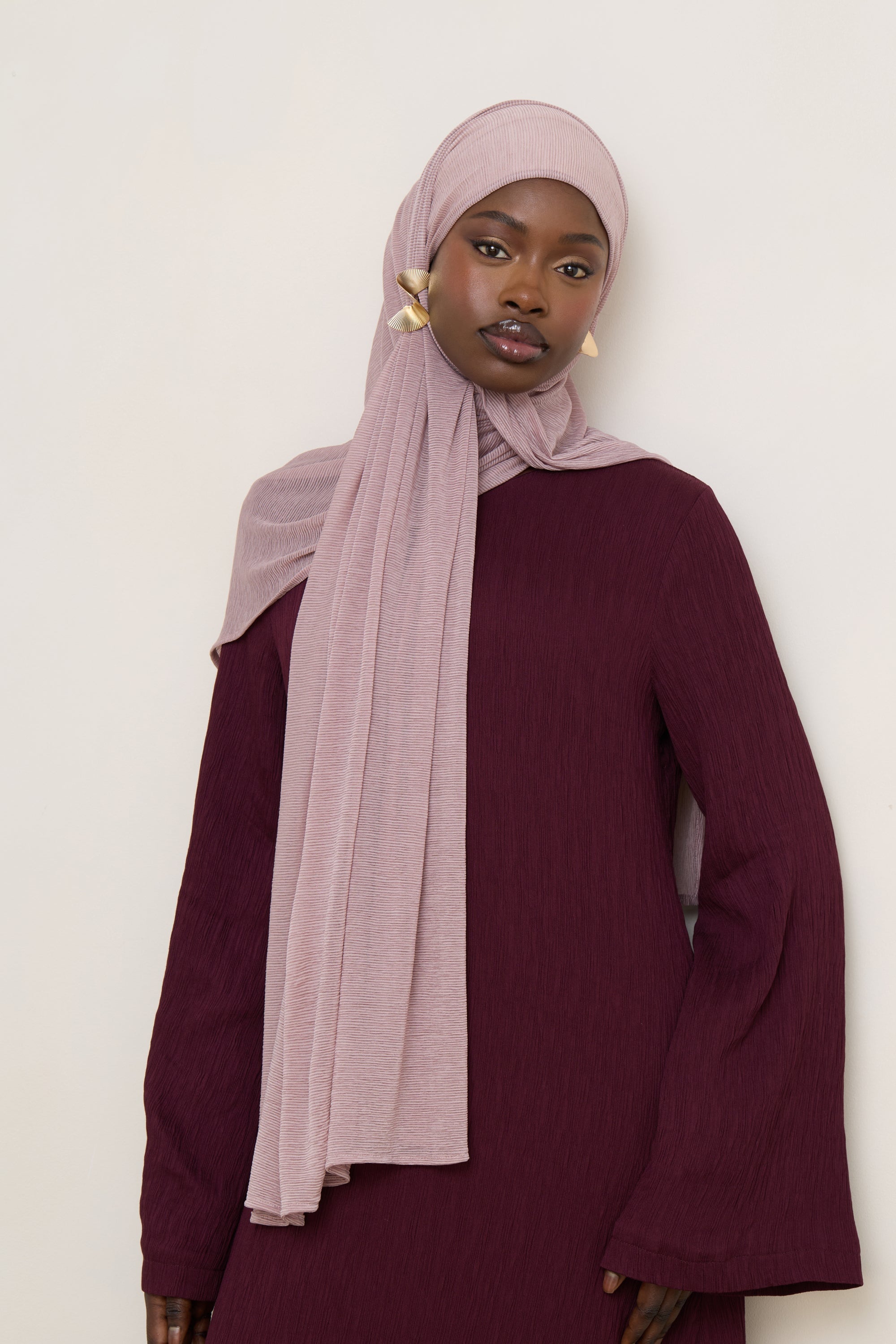 Stretch Stripe Hijab - Milky Pink Hijabs Veiled 