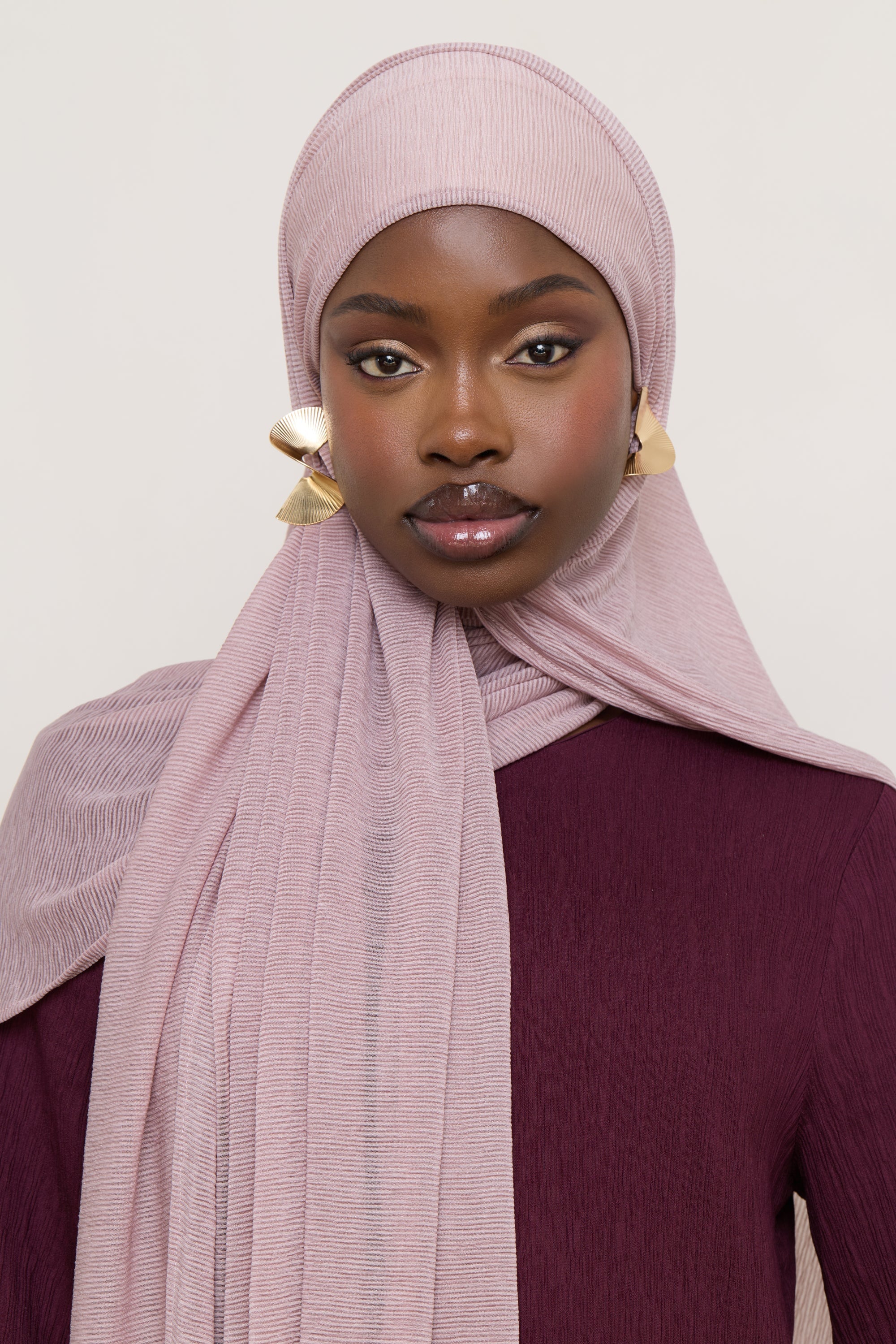 Stretch Stripe Hijab - Milky Pink Hijabs Veiled 