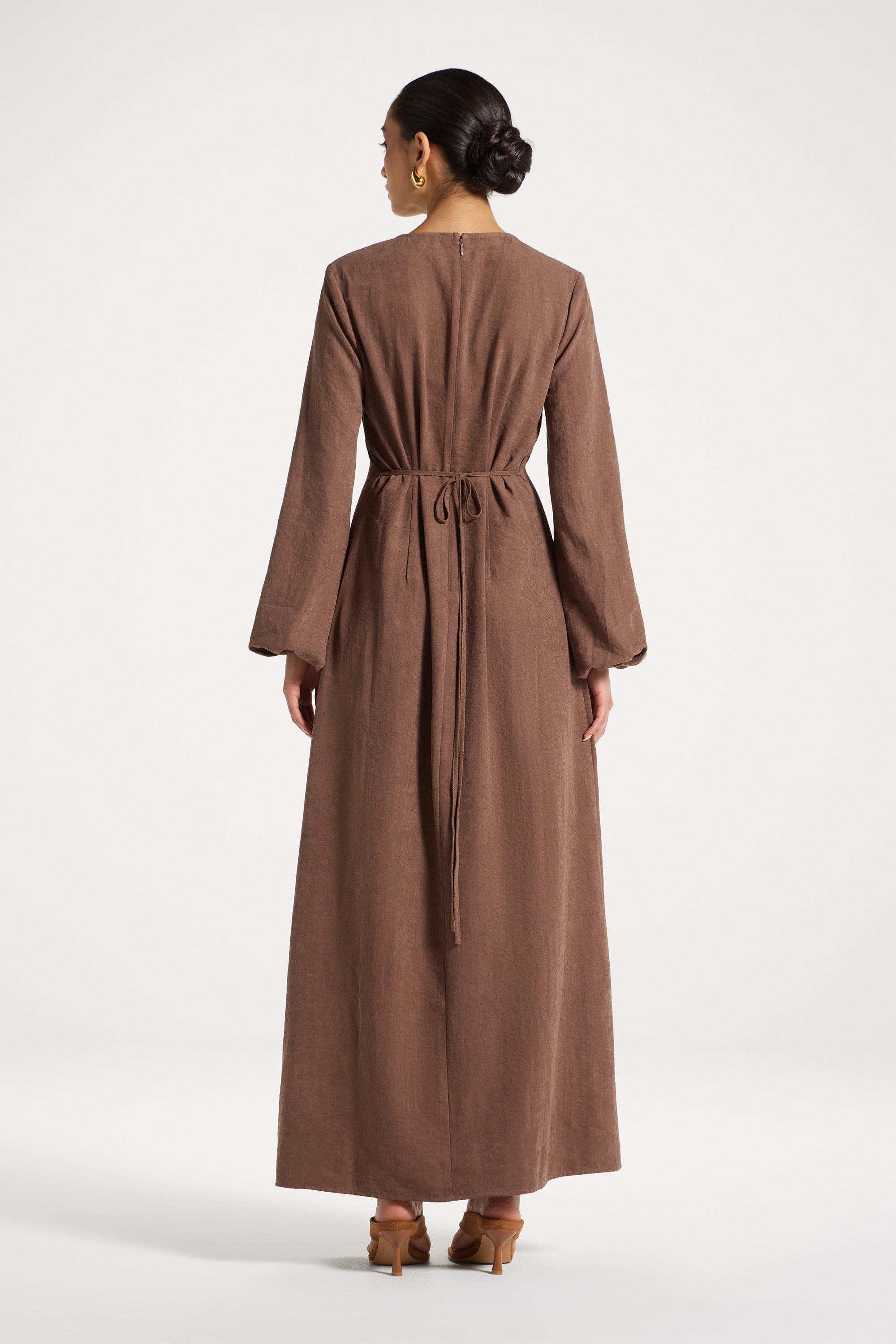 Suede Maxi Dress - Coffee Abayas Veiled 