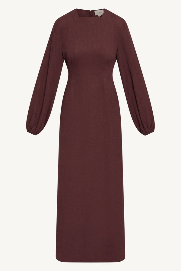Suede Maxi Dress - Fig Abayas Veiled 