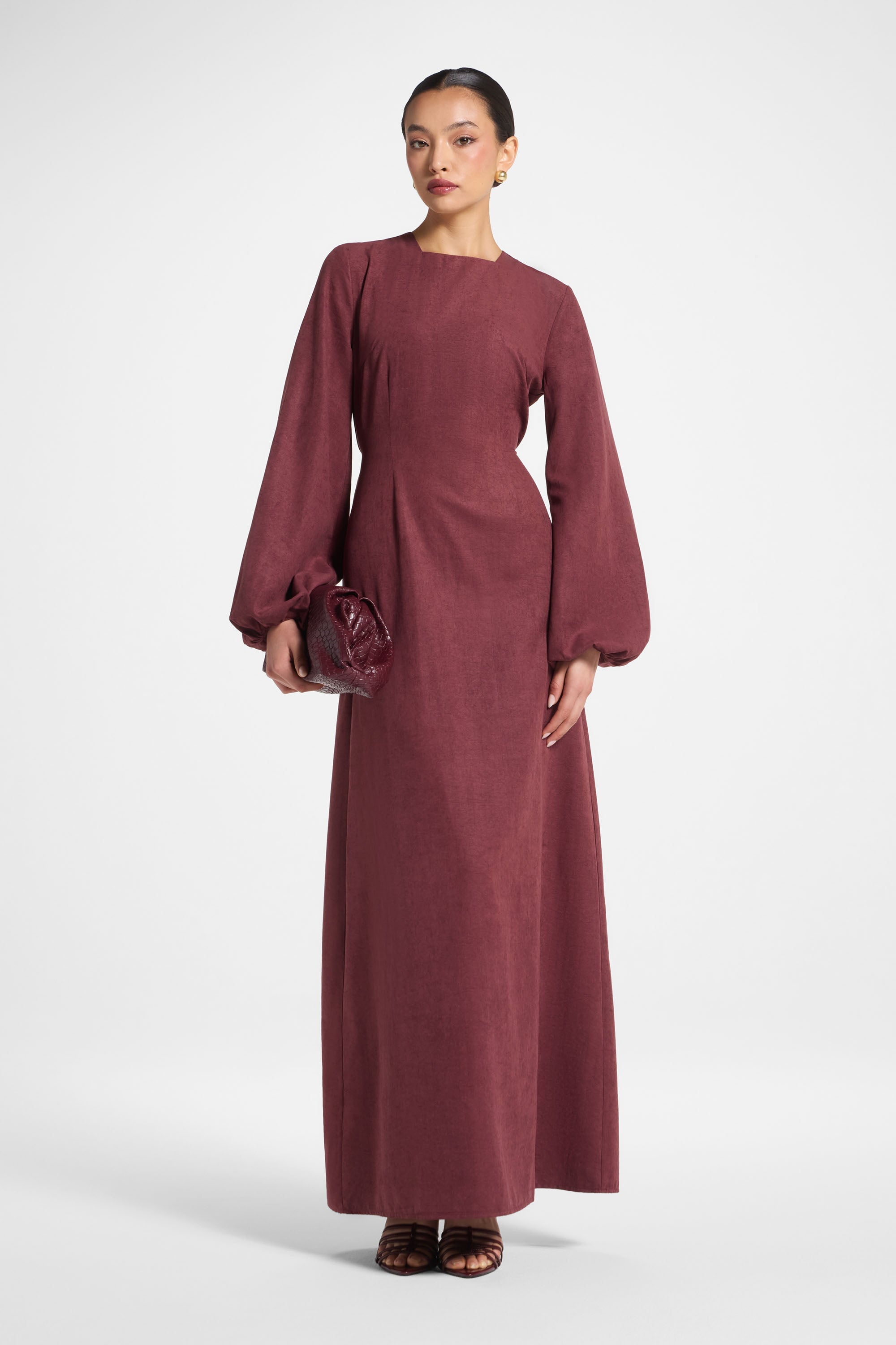 Suede Maxi Dress - Fig