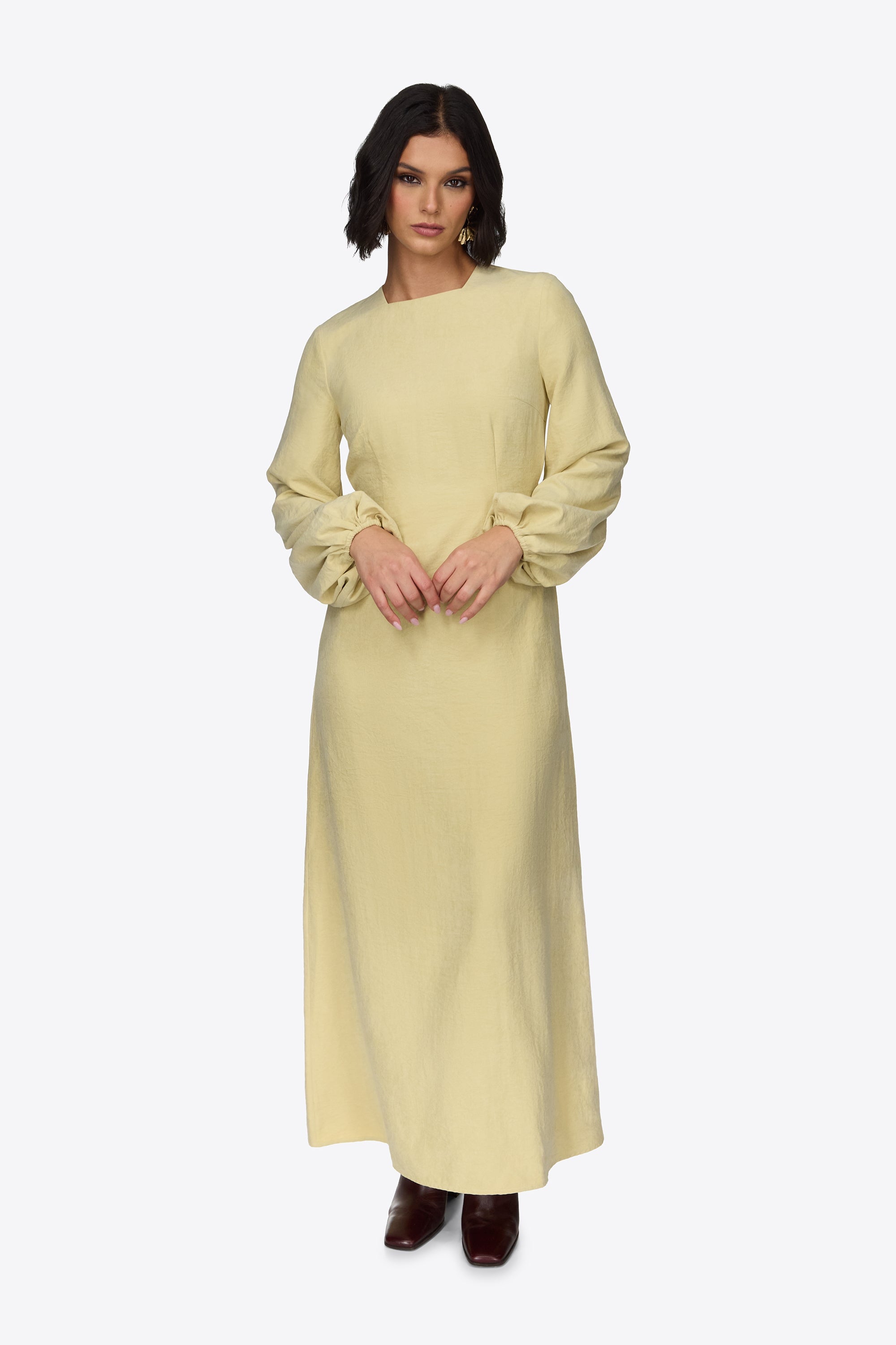 Suede Maxi Dress - Wheat Abayas Veiled 