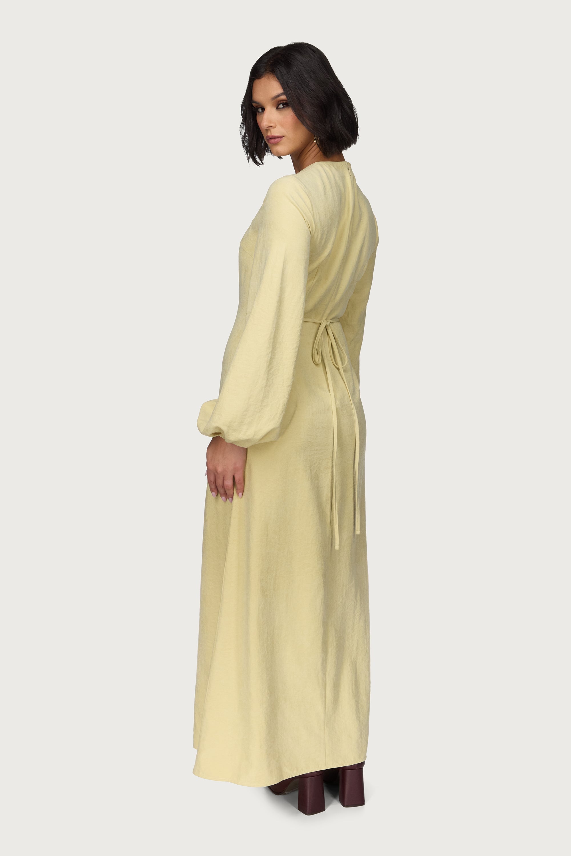 Suede Maxi Dress - Wheat Abayas Veiled 