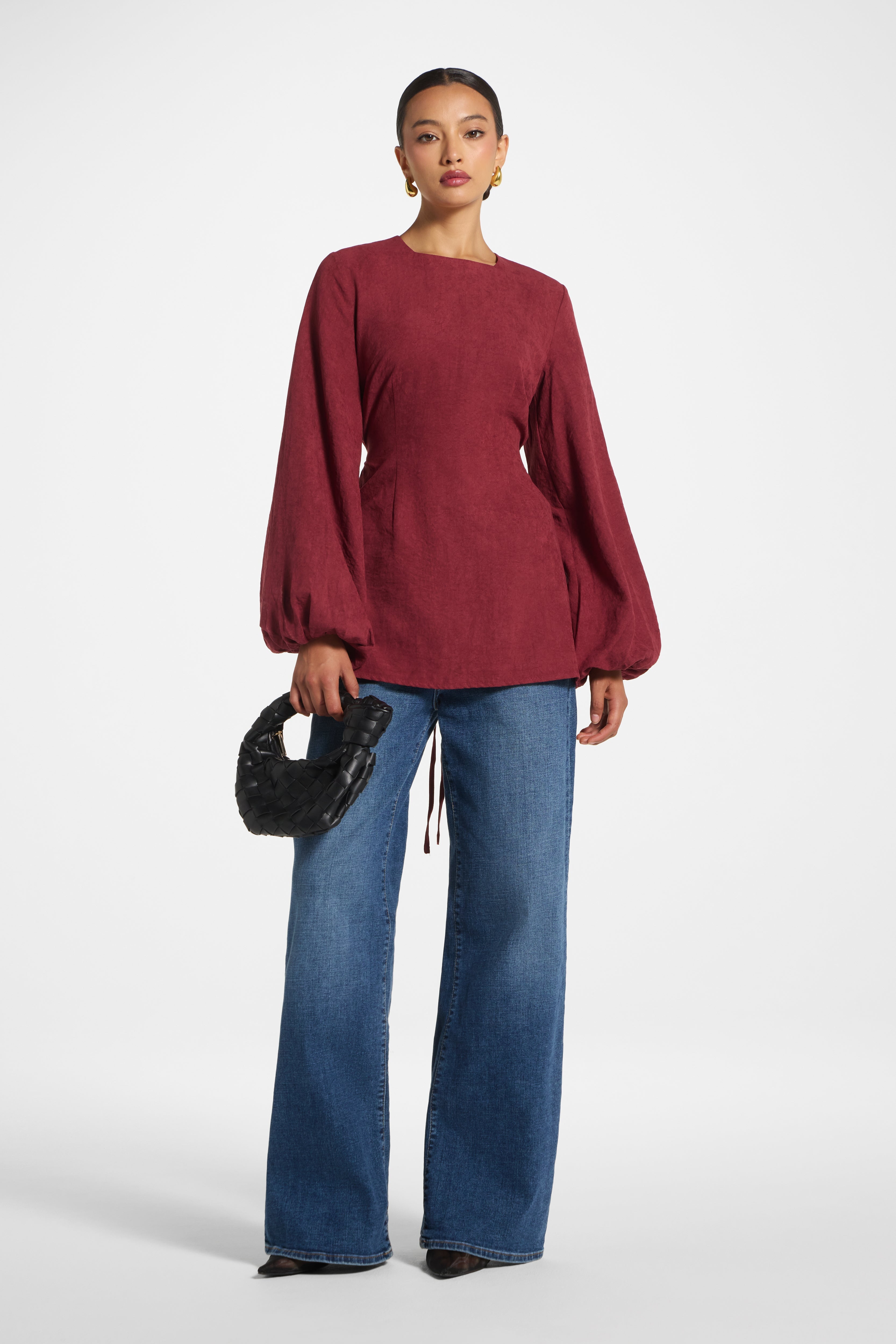 Suede Tie Back Top - Dark Cherry Top Veiled 
