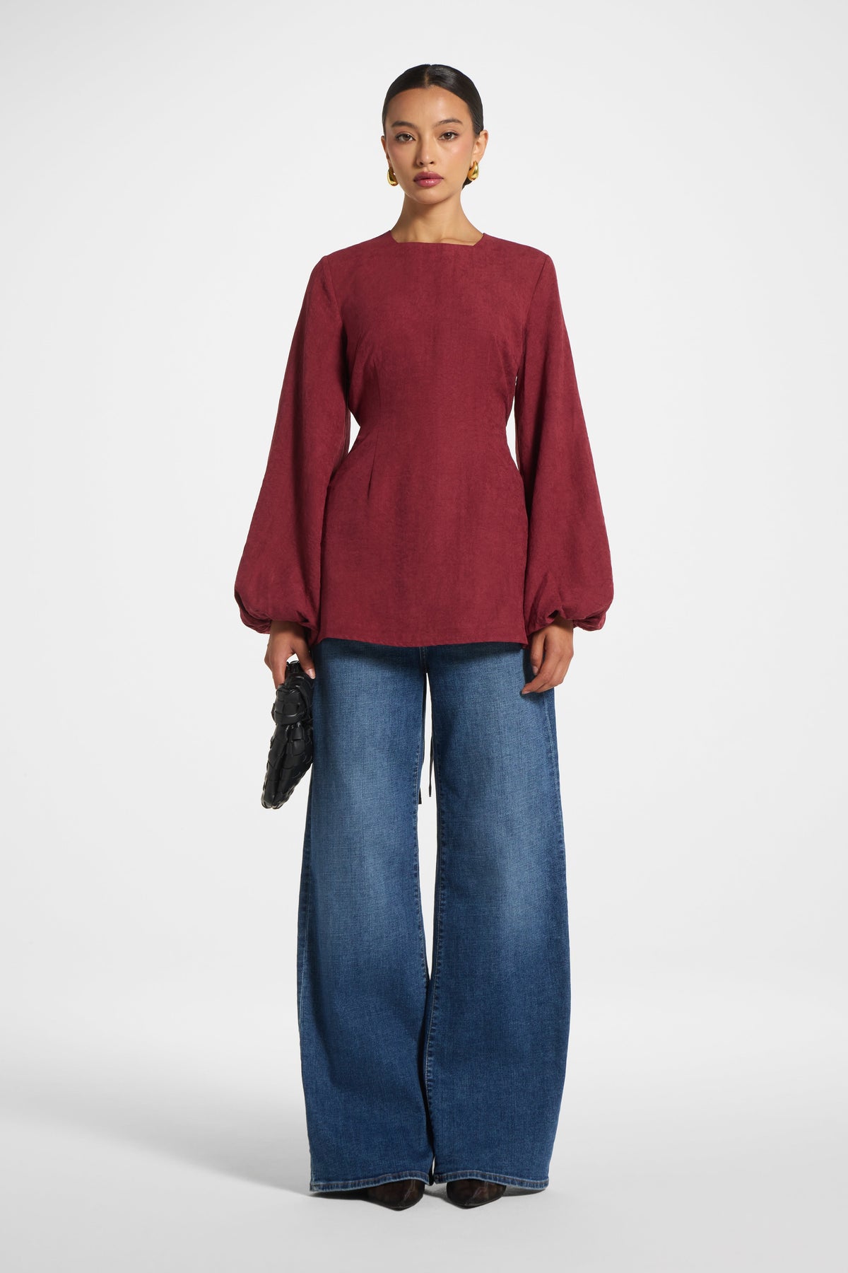 Suede Tie Back Top - Dark Cherry Top Veiled 