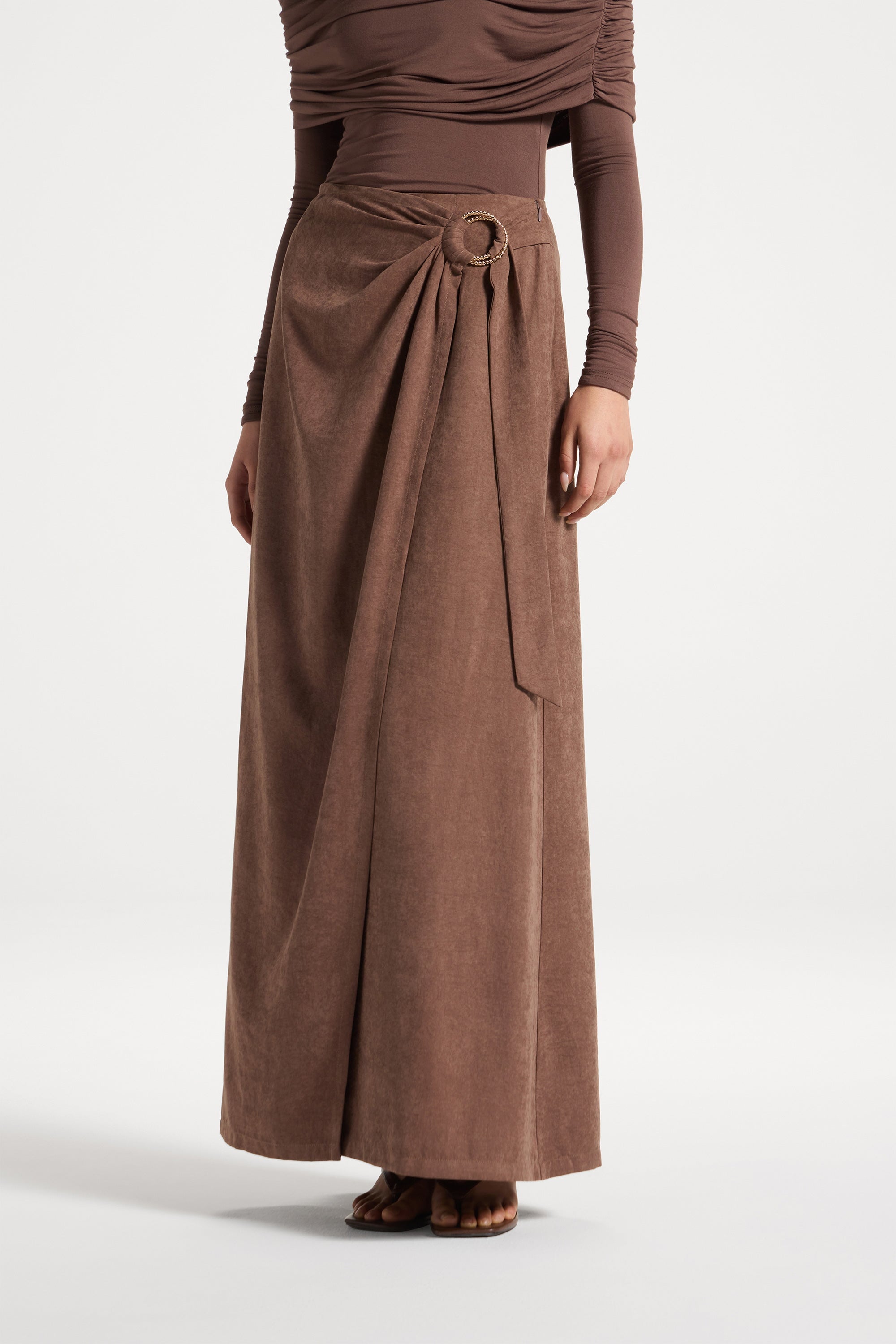 Suede Wrap Skirt - Coffee Abayas Veiled 