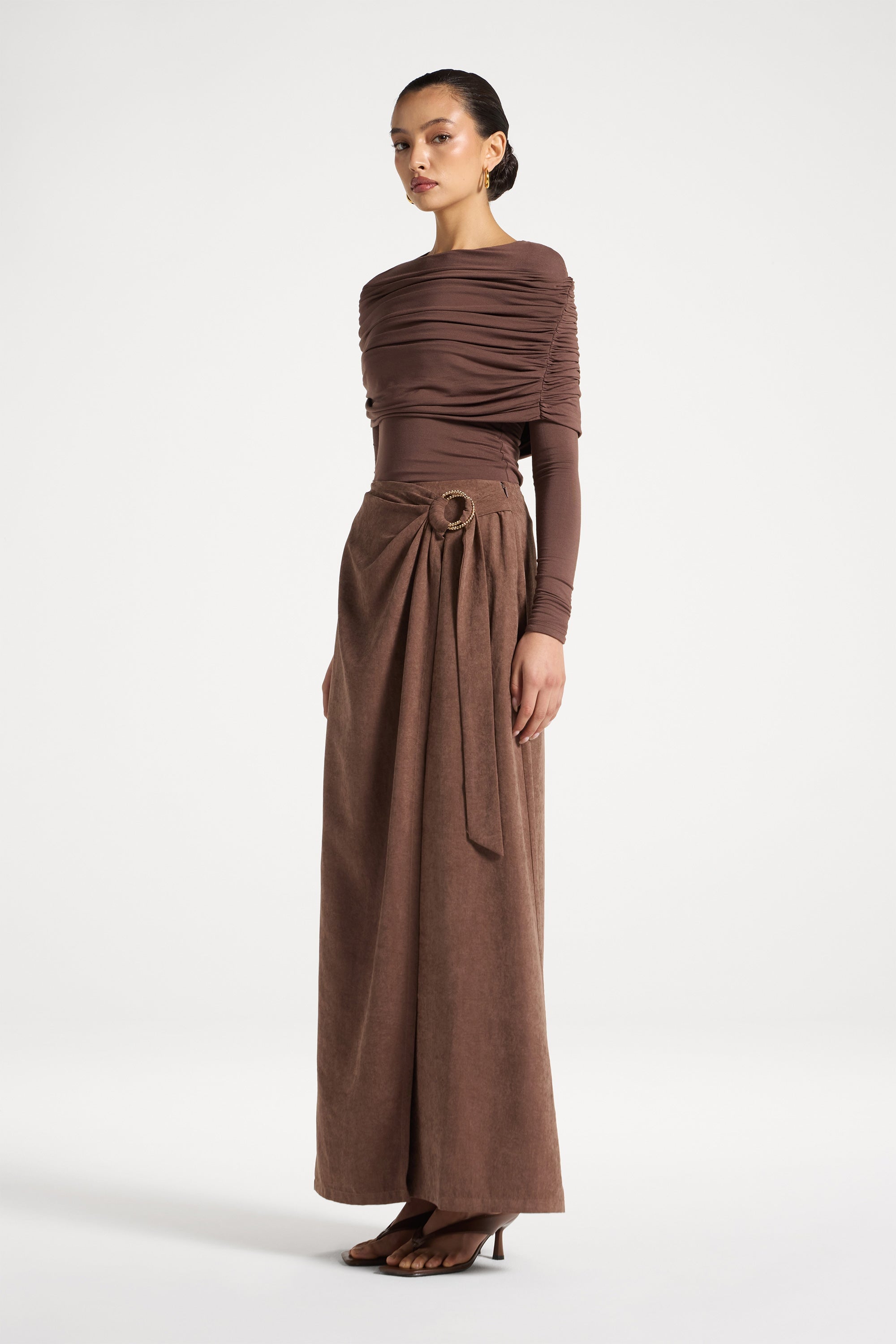 Suede Wrap Skirt - Coffee Abayas Veiled 