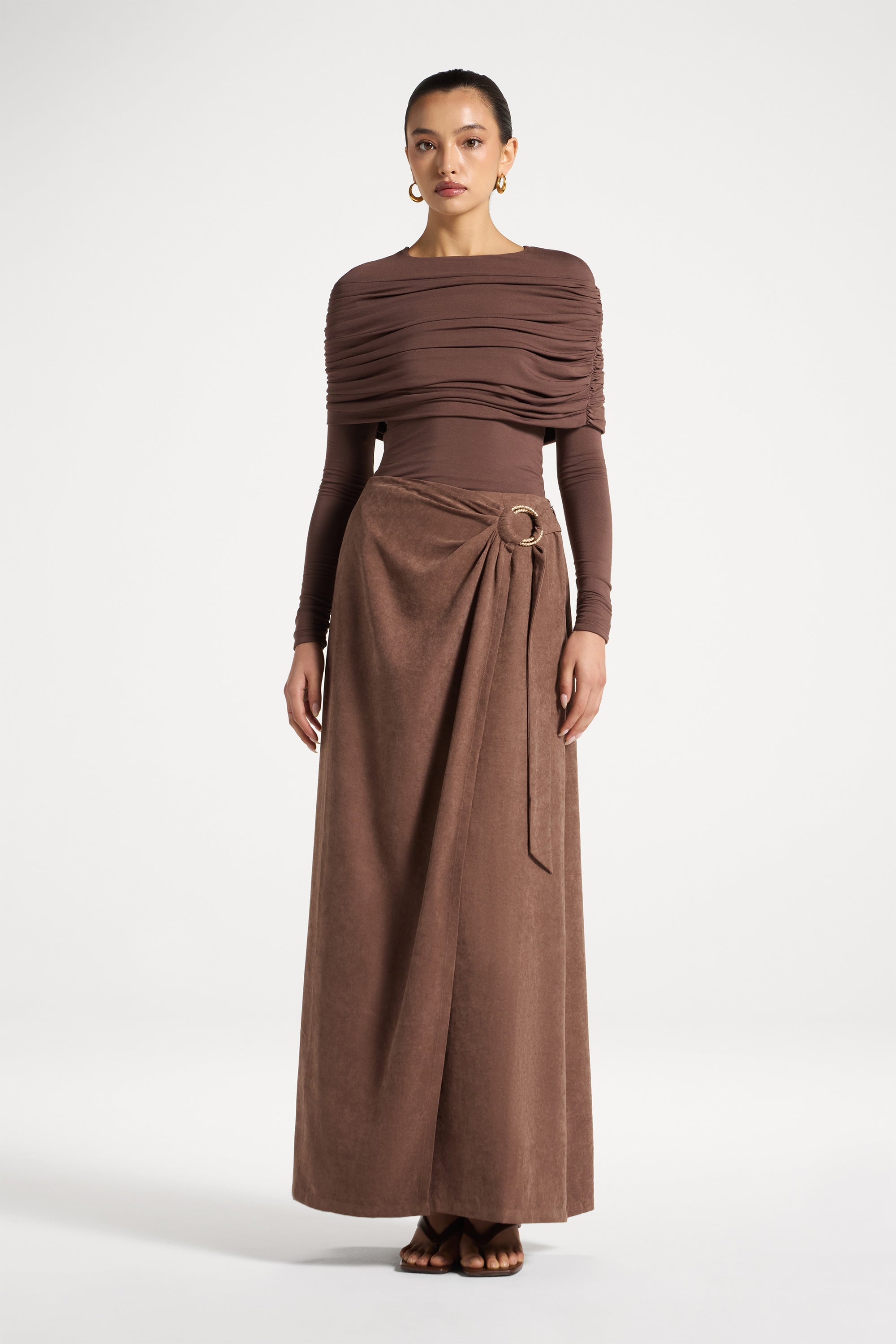 Suede Wrap Skirt - Coffee Abayas Veiled 