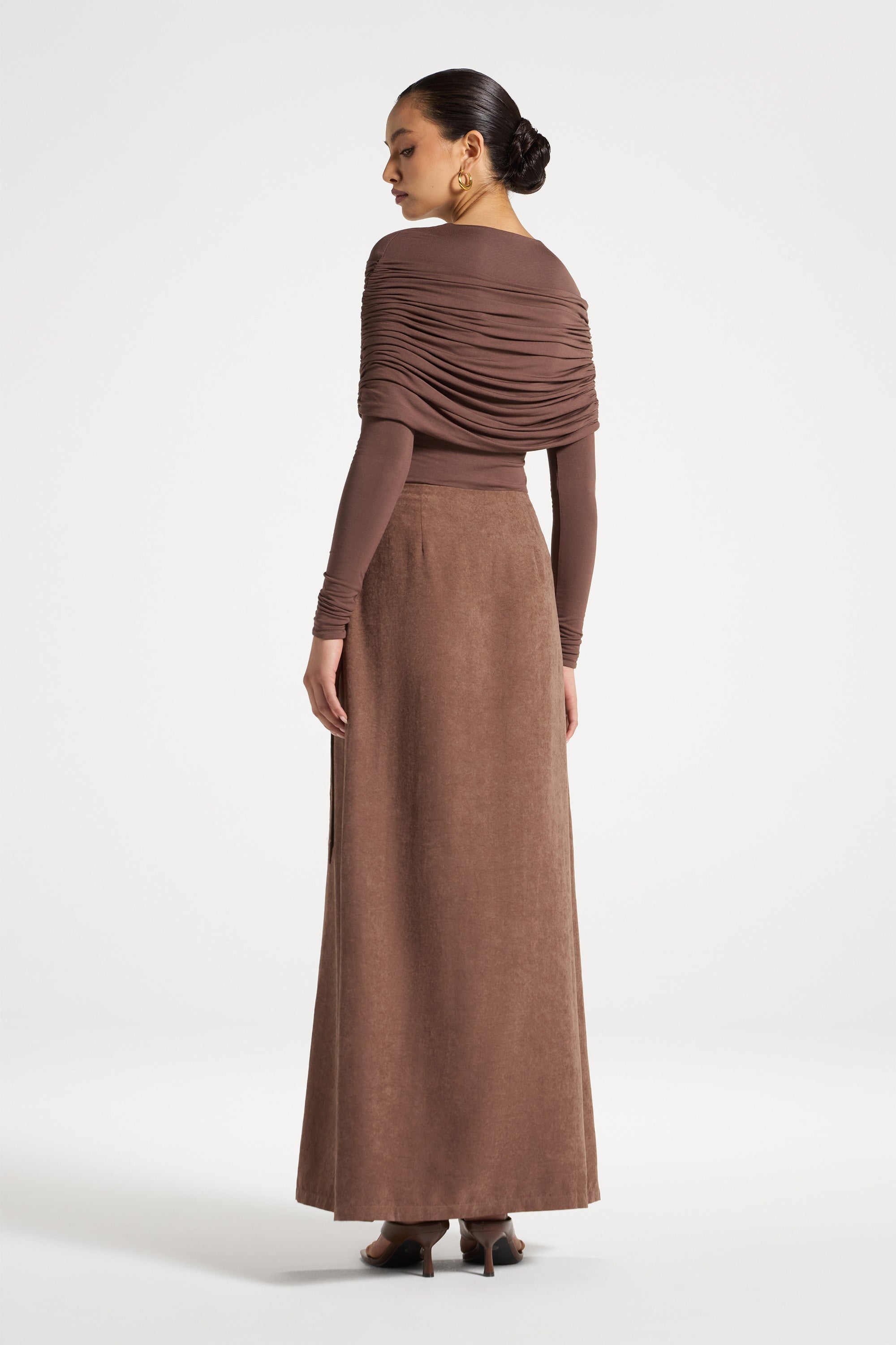 Suede Wrap Skirt - Coffee Abayas Veiled 