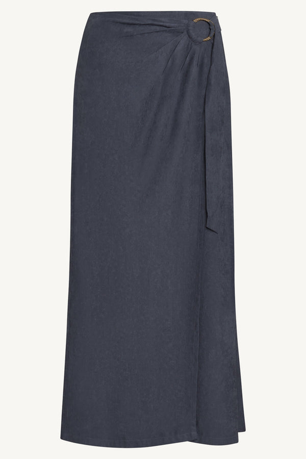 Suede Wrap Skirt - Denim Blue Abayas Veiled 