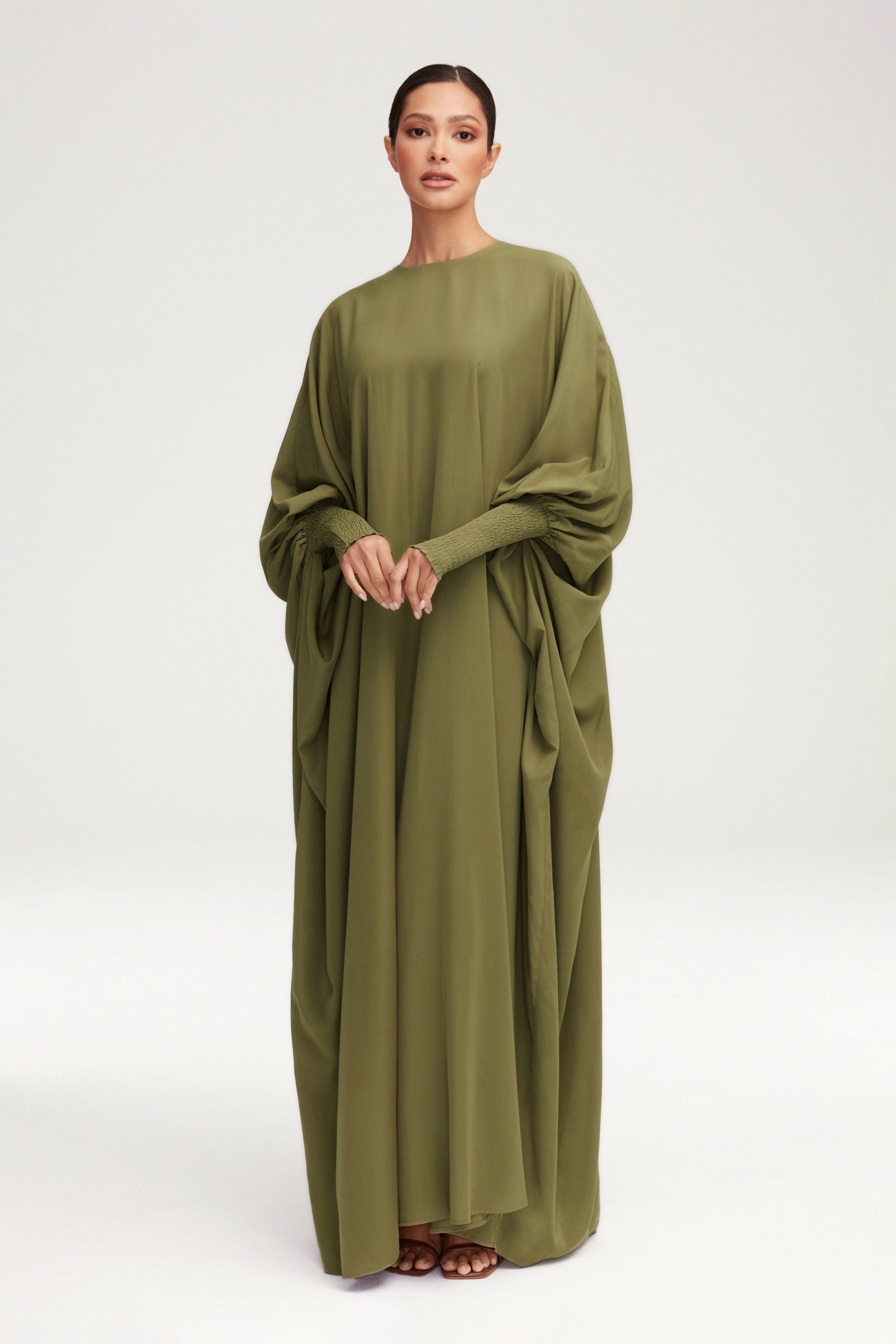 Suha Smocked Sleeve Kaftan - Sage Clothing Veiled 