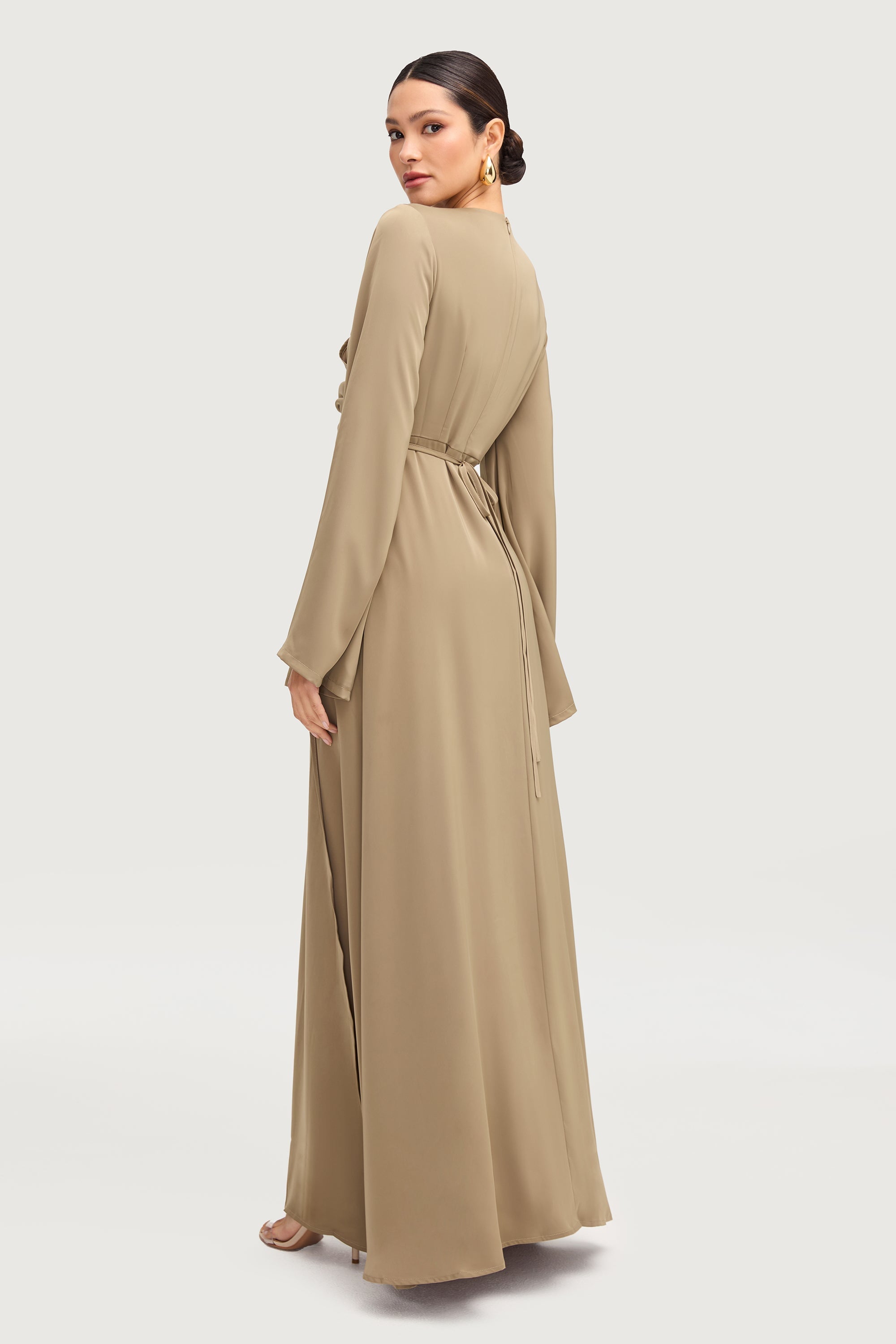 Suhayla Satin Maxi Dress - Dried Sage Dresses Veiled 