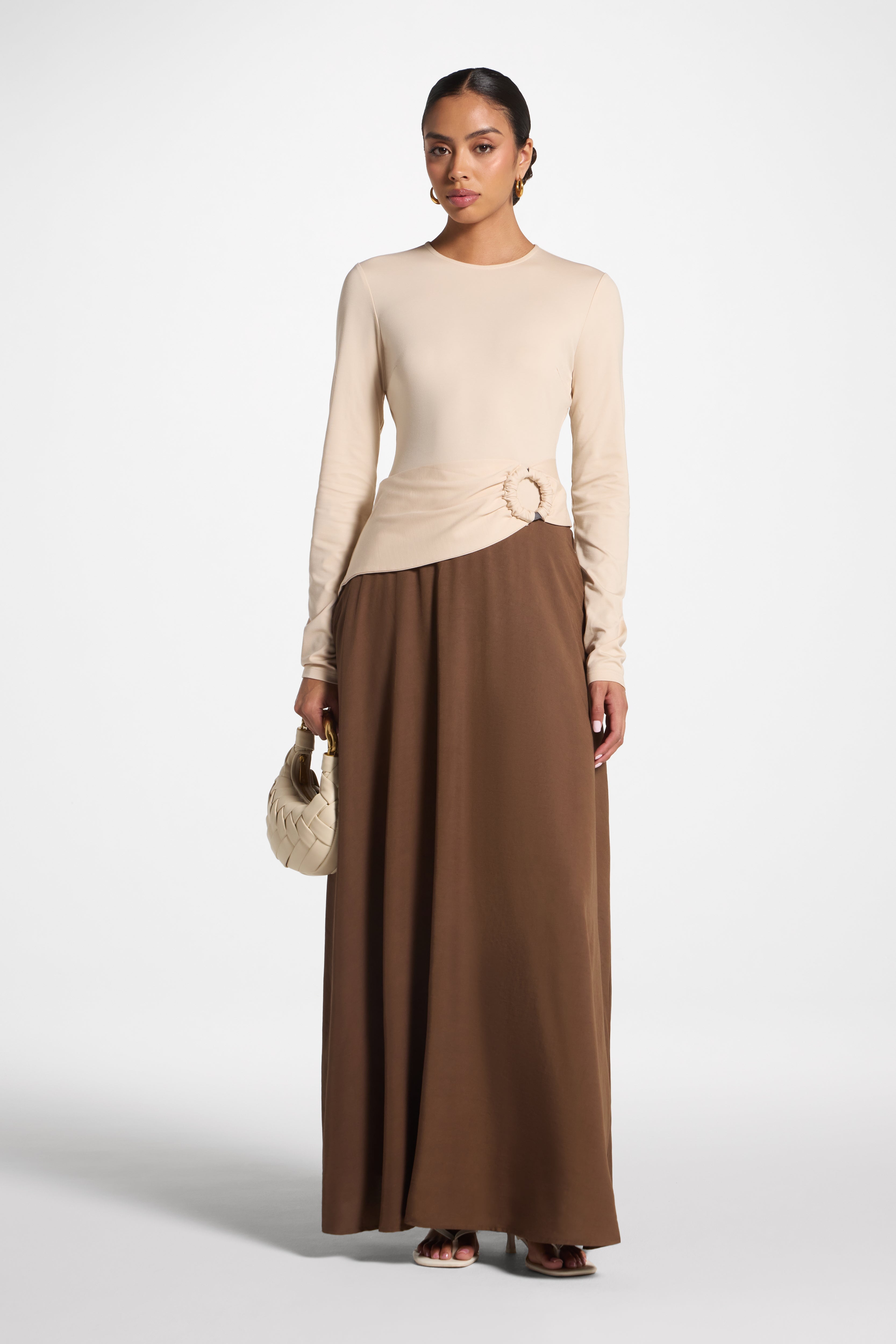 Sydney Asymmetric Maxi Dress - Brown Abayas Veiled 
