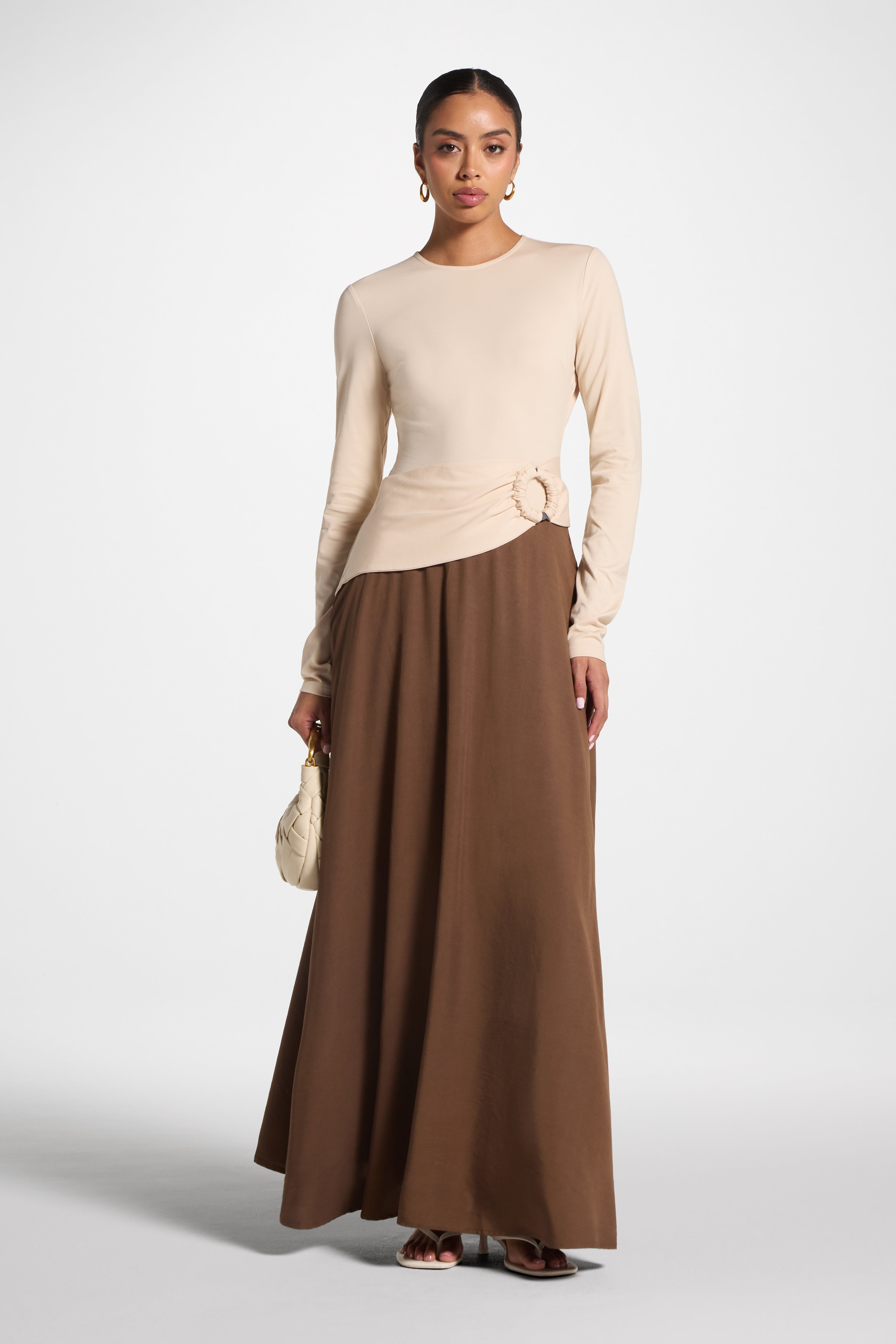 Sydney Asymmetric Maxi Dress - Brown Abayas Veiled 
