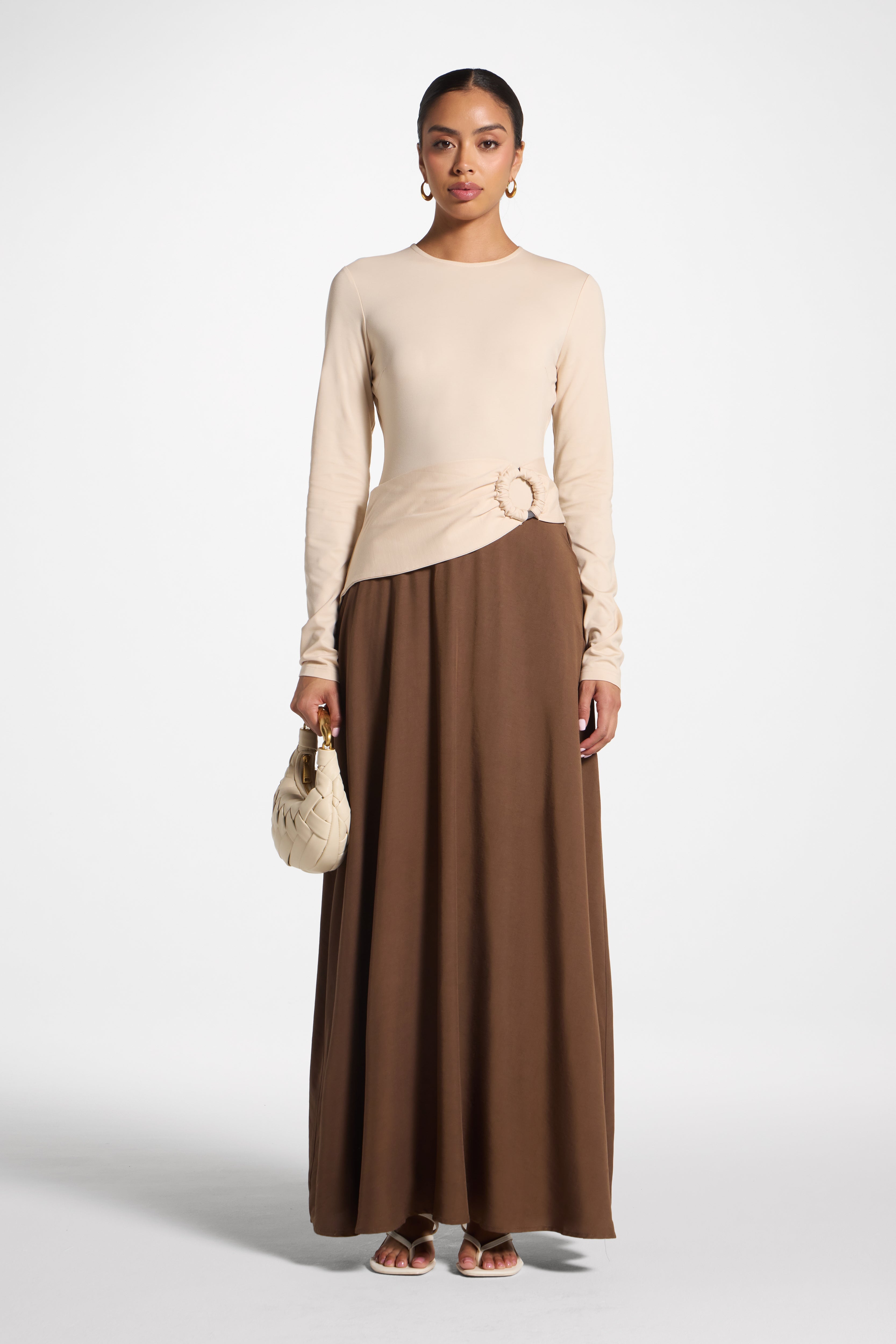Sydney Asymmetric Maxi Dress - Brown Abayas Veiled 