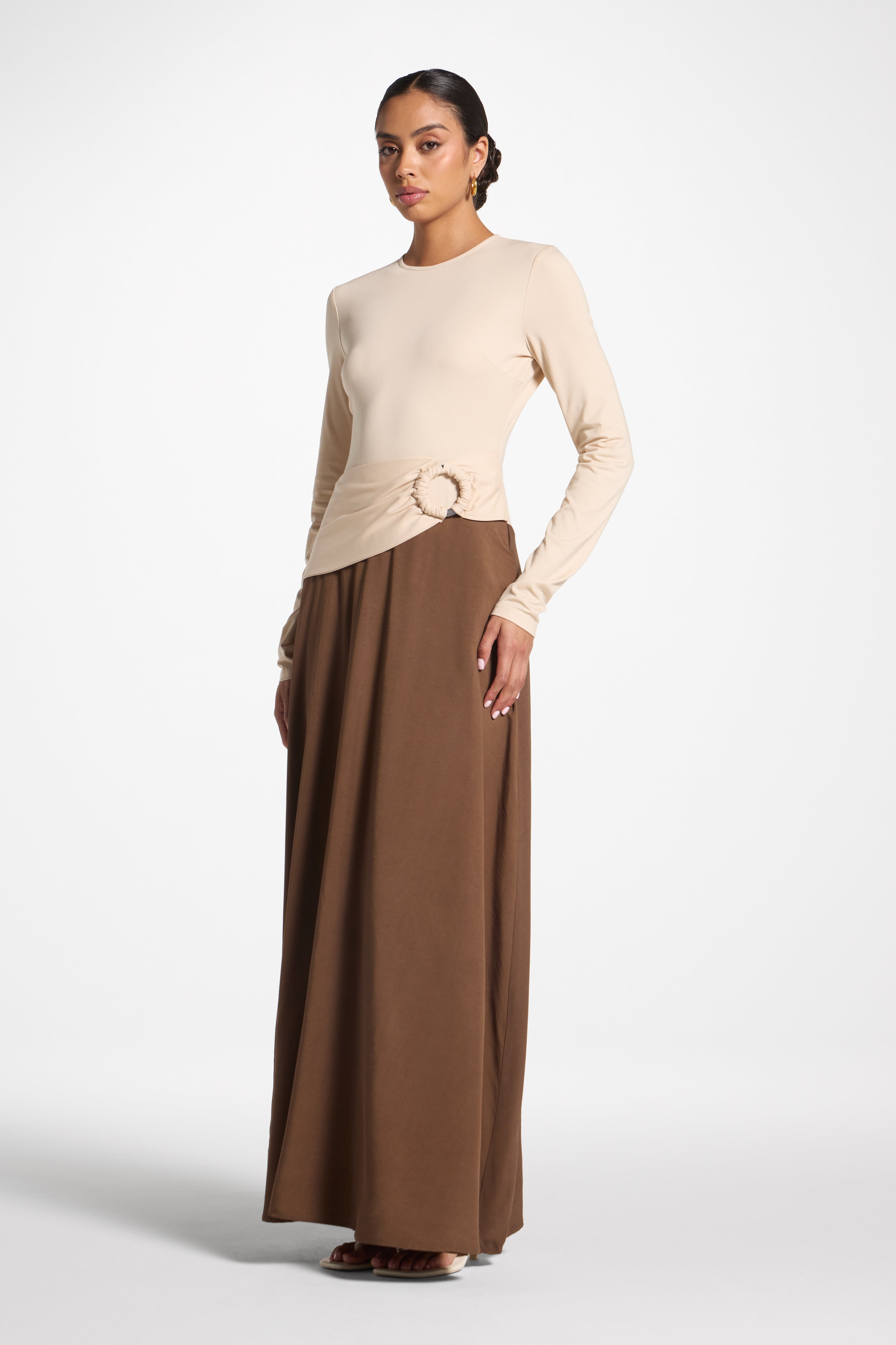 Sydney Asymmetric Maxi Dress - Brown Abayas Veiled 