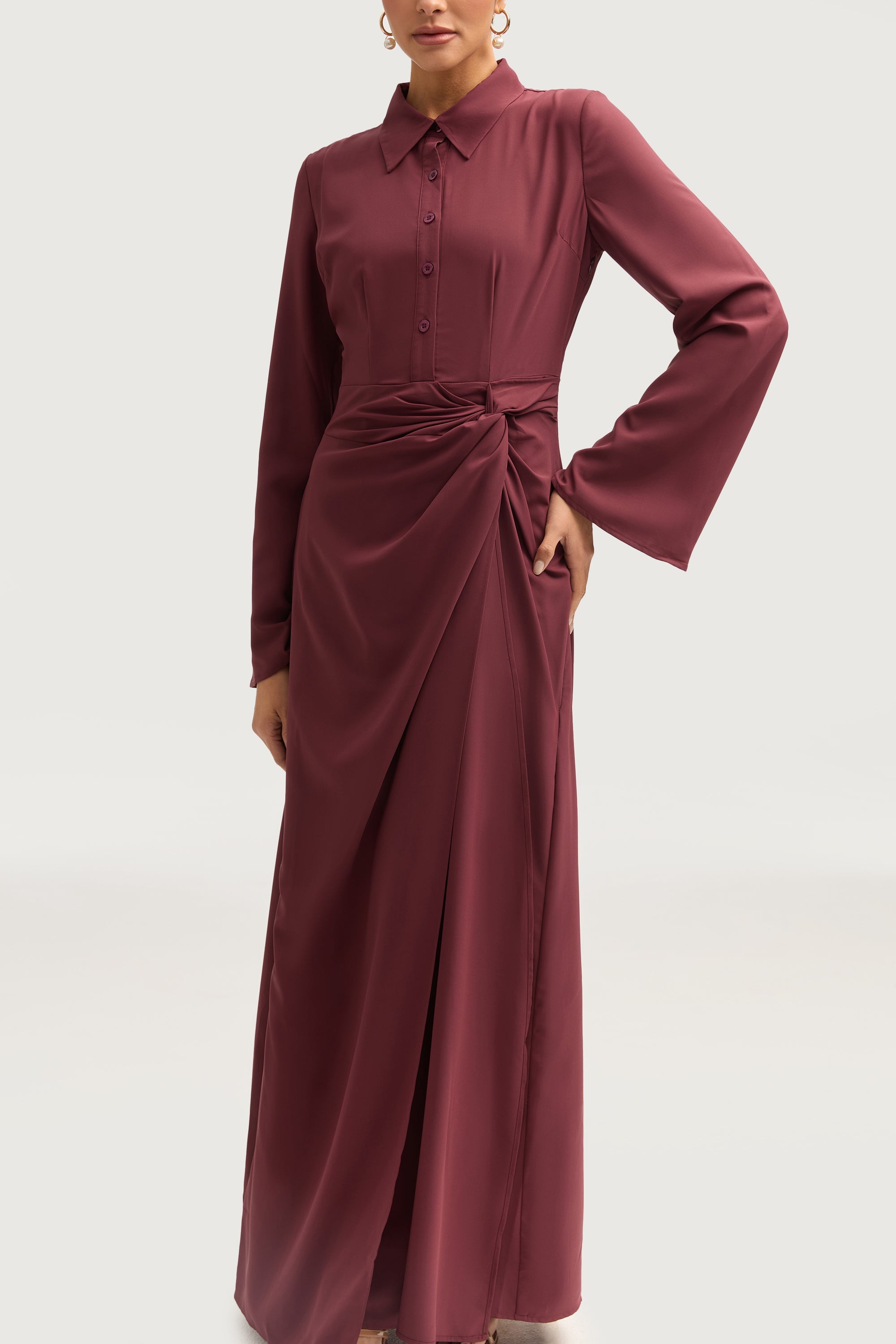 Tamara Wrap Maxi Dress - Marron Dresses Veiled 