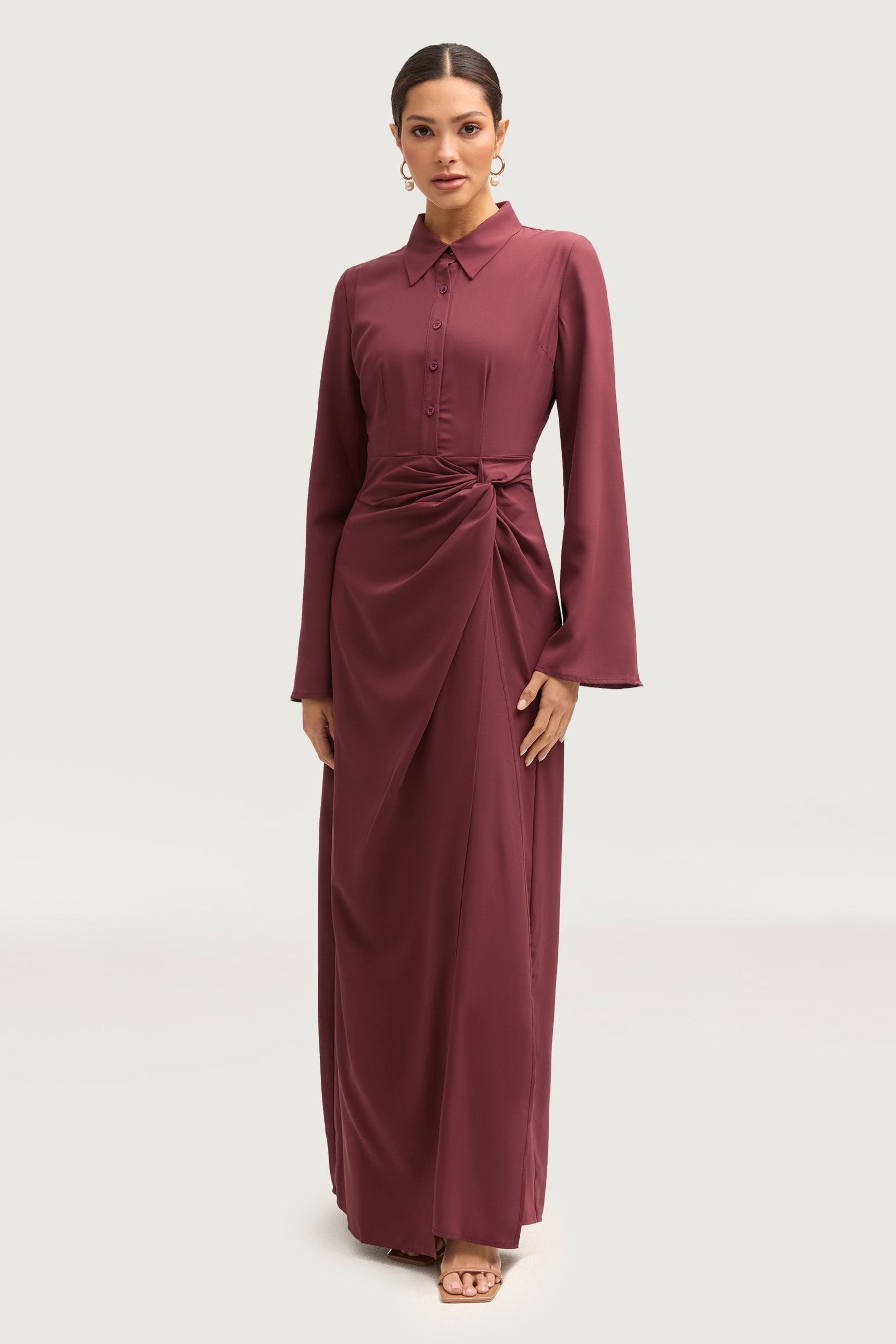 Tamara Wrap Maxi Dress - Marron Dresses Veiled 