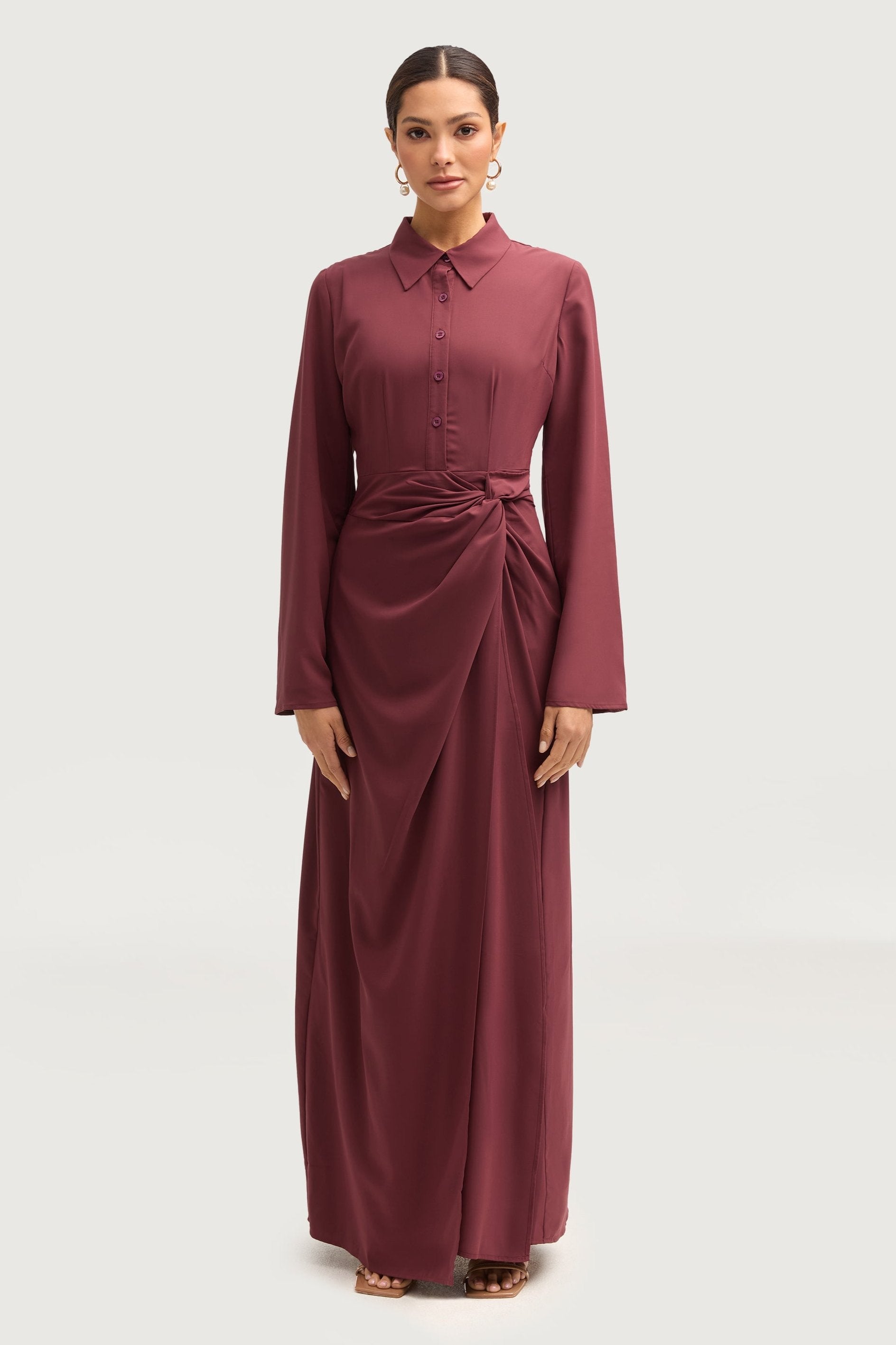 Tamara Wrap Maxi Dress - Marron Dresses Veiled 