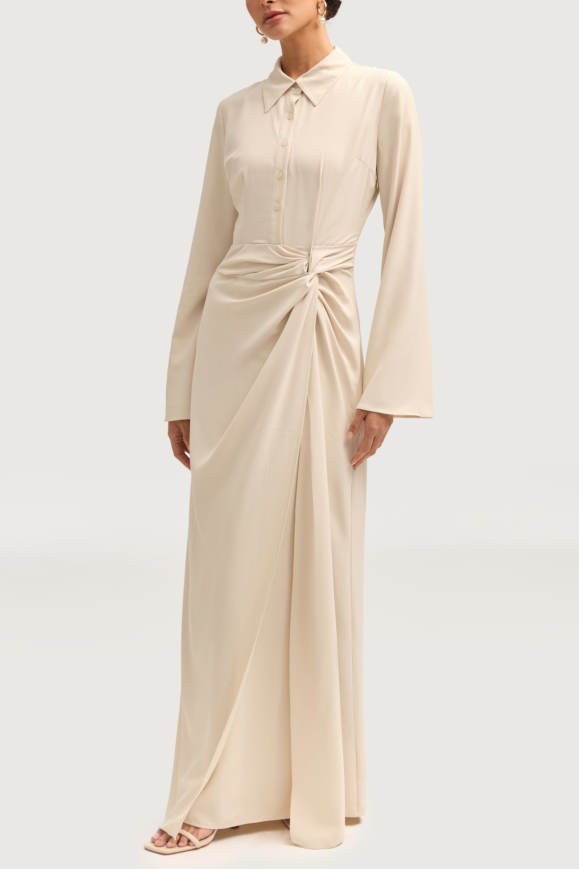 Tamara Wrap Maxi Dress - Stone Dresses Veiled 