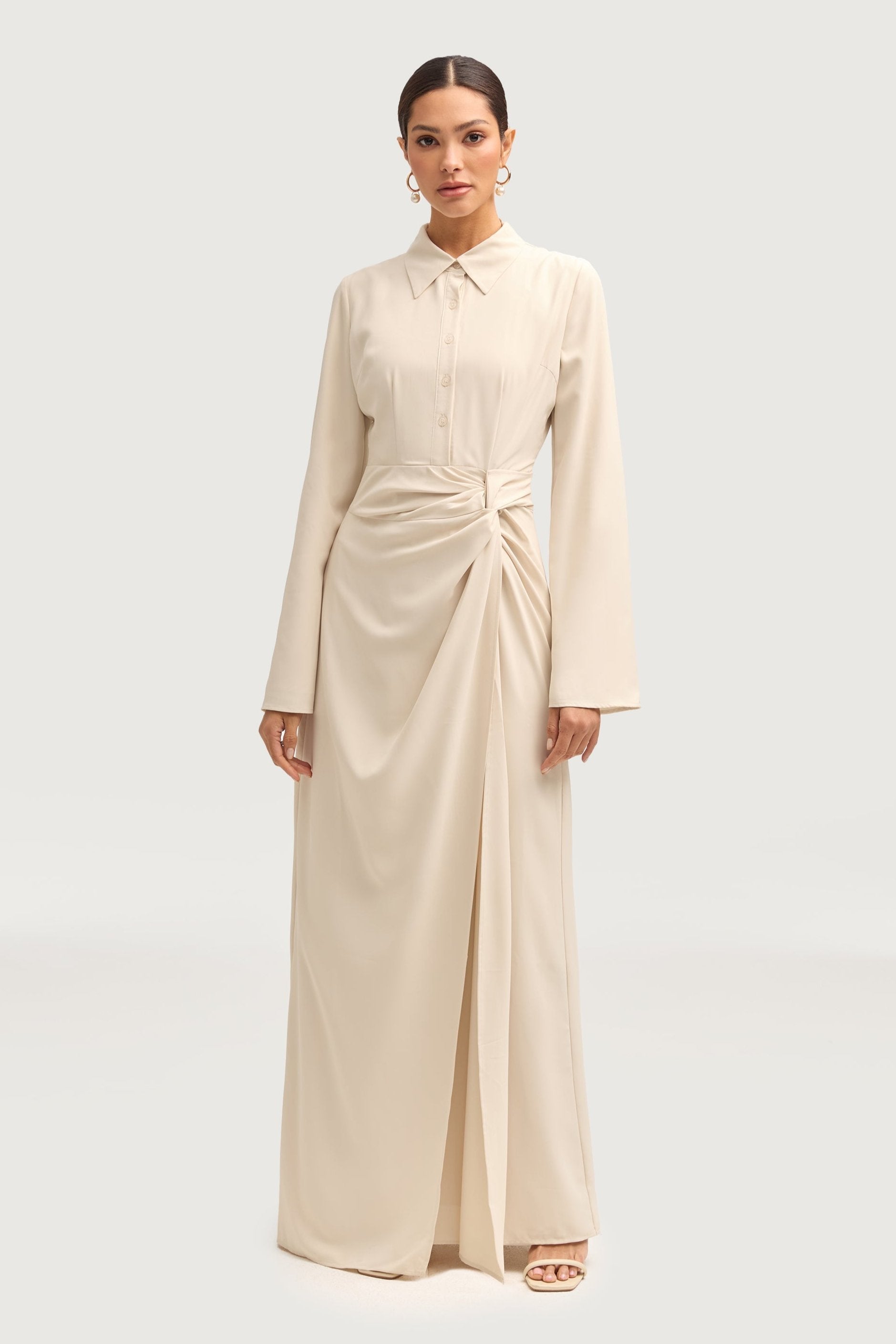 Tamara Wrap Maxi Dress - Stone Dresses Veiled 