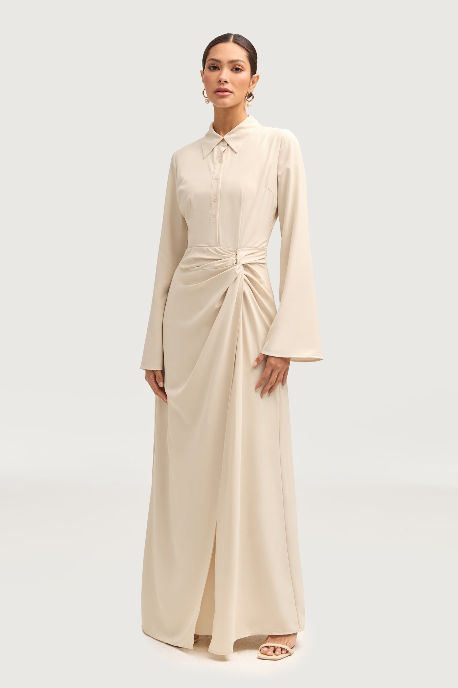 Tamara Wrap Maxi Dress - Stone Dresses Veiled 