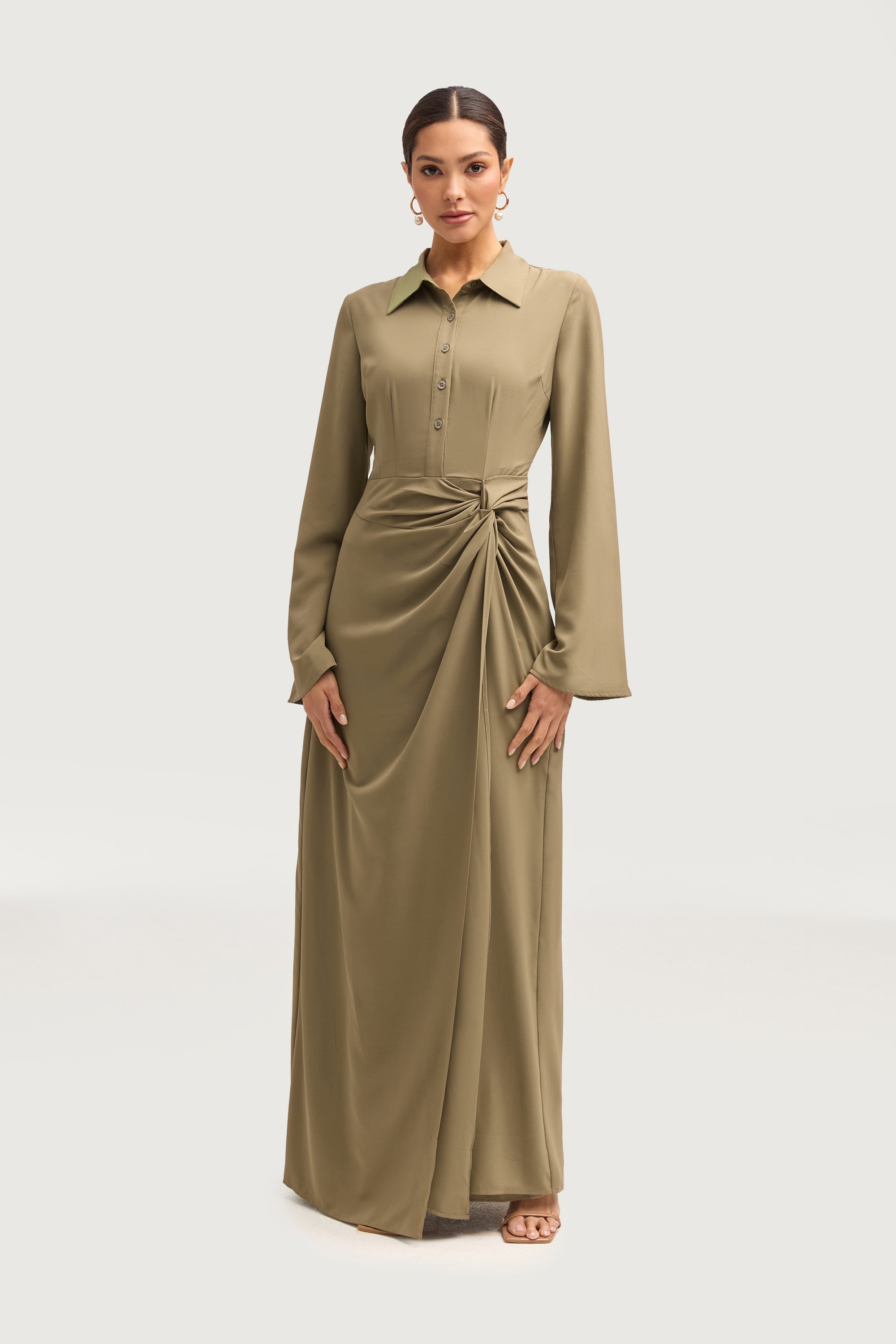 Tamara Wrap Maxi Dress - Za'atar Dresses Veiled 