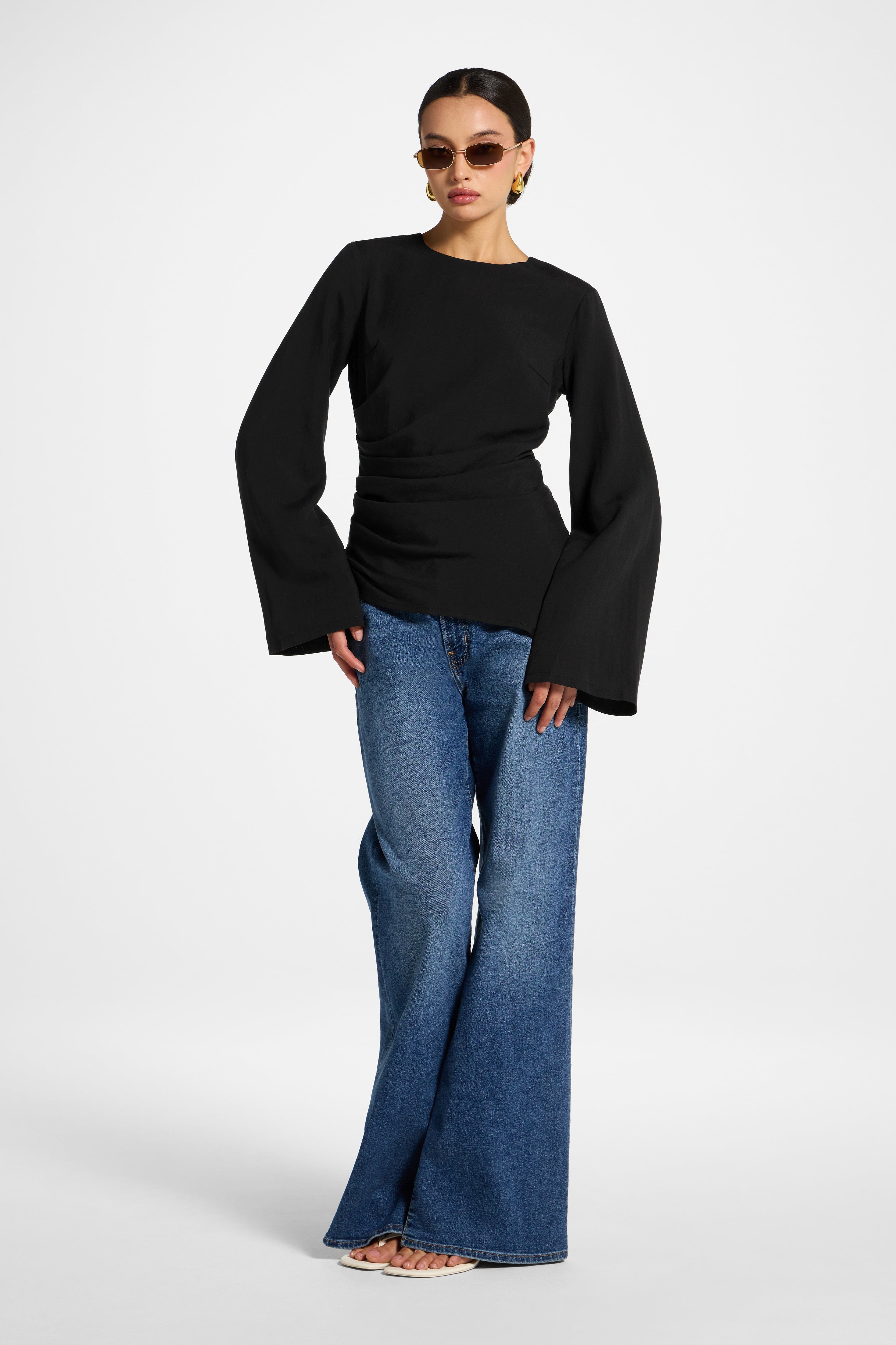 Tencel Asymmetric Top - Black Top Veiled 