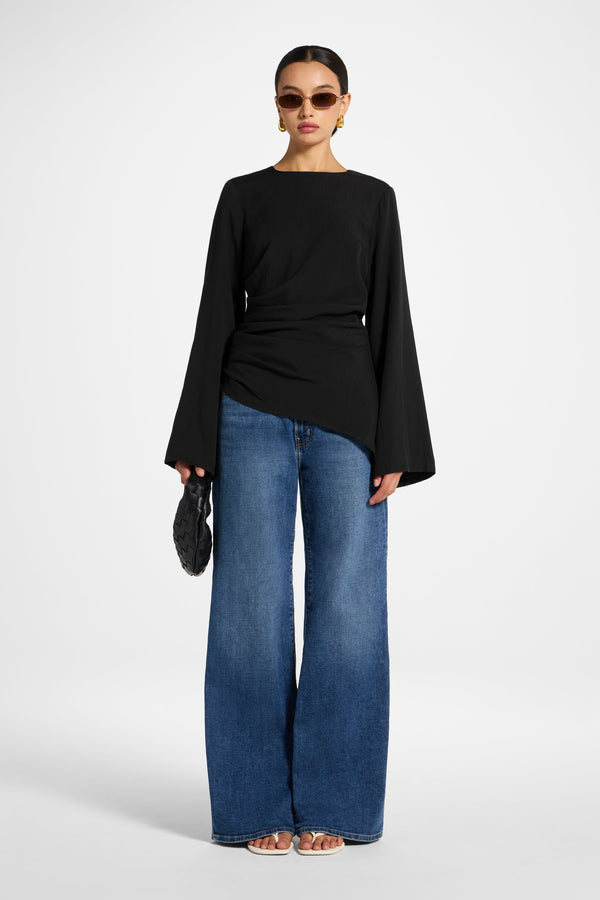 Tencel Asymmetric Top - Black Top Veiled 