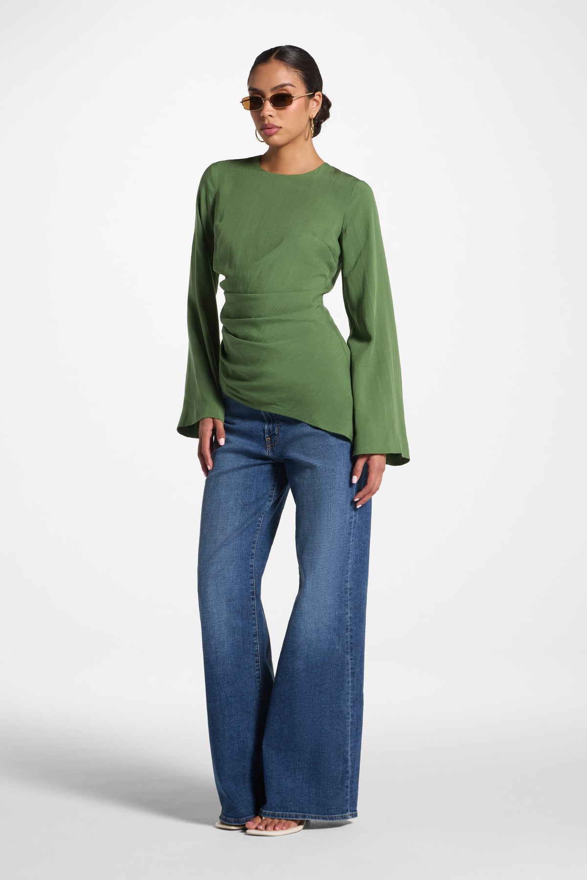 Tencel Asymmetric Top - Green Top Veiled 