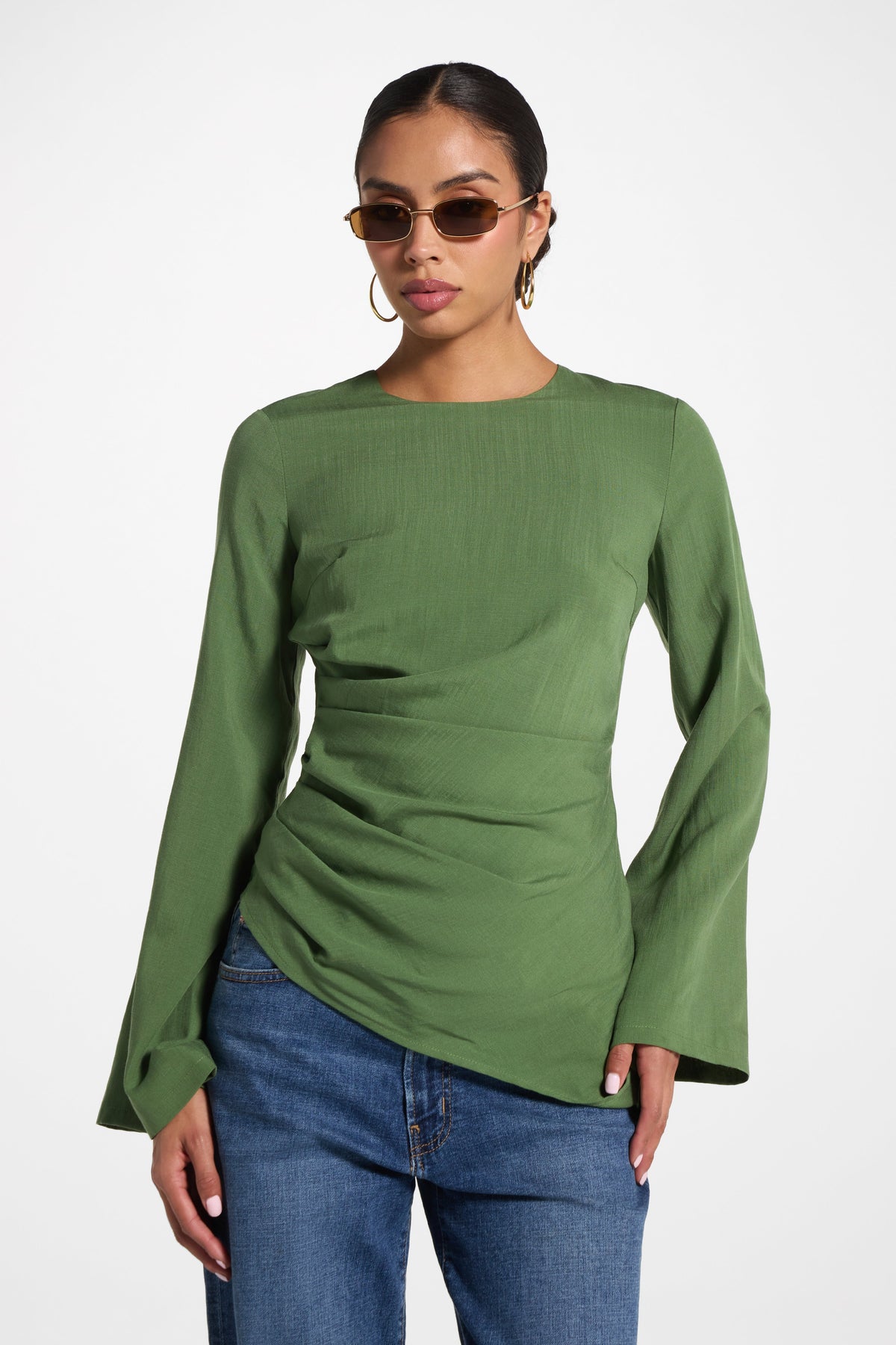 Tencel Asymmetric Top - Green Top Veiled 