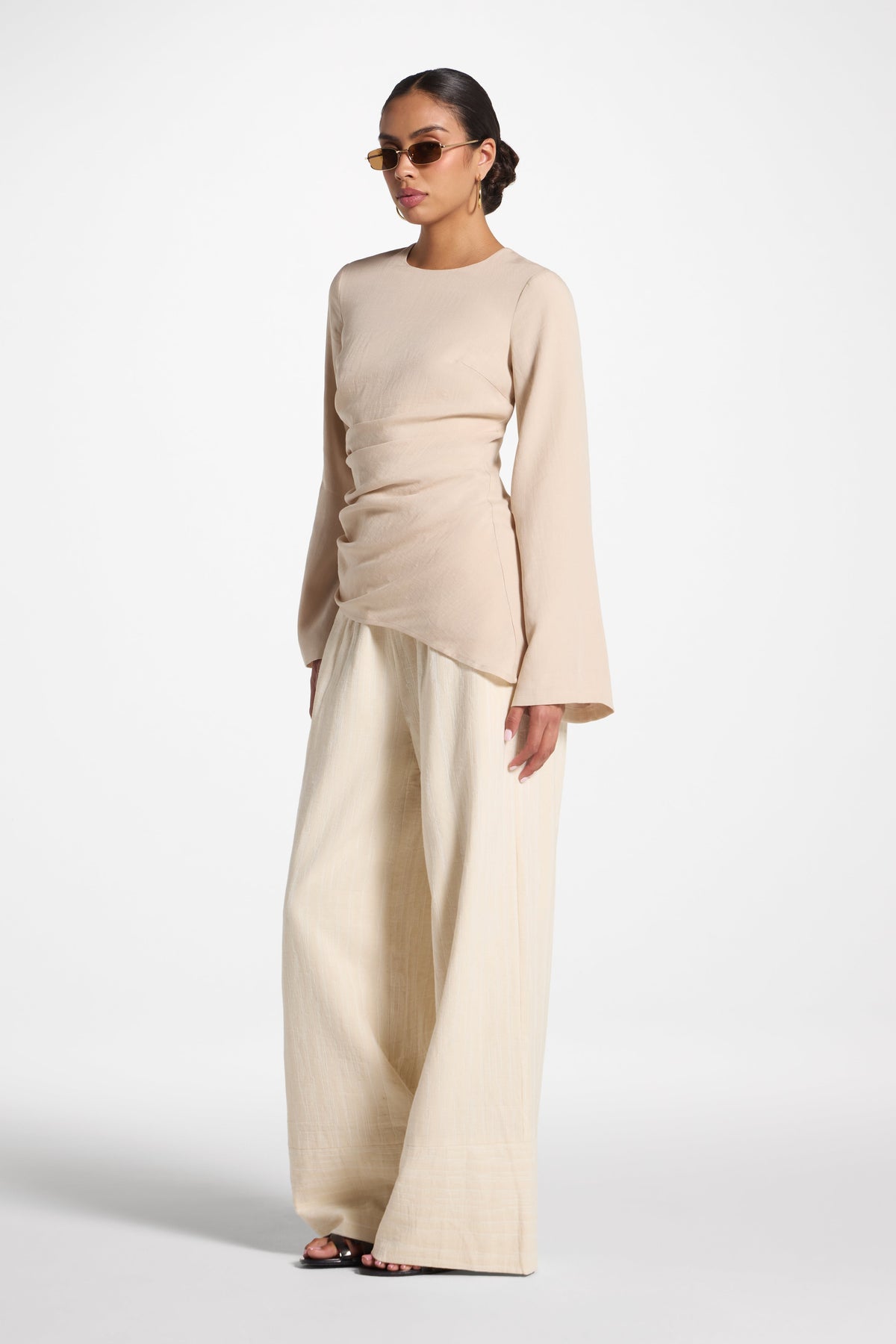 Tencel Asymmetric Top - Light Sand Top Veiled 