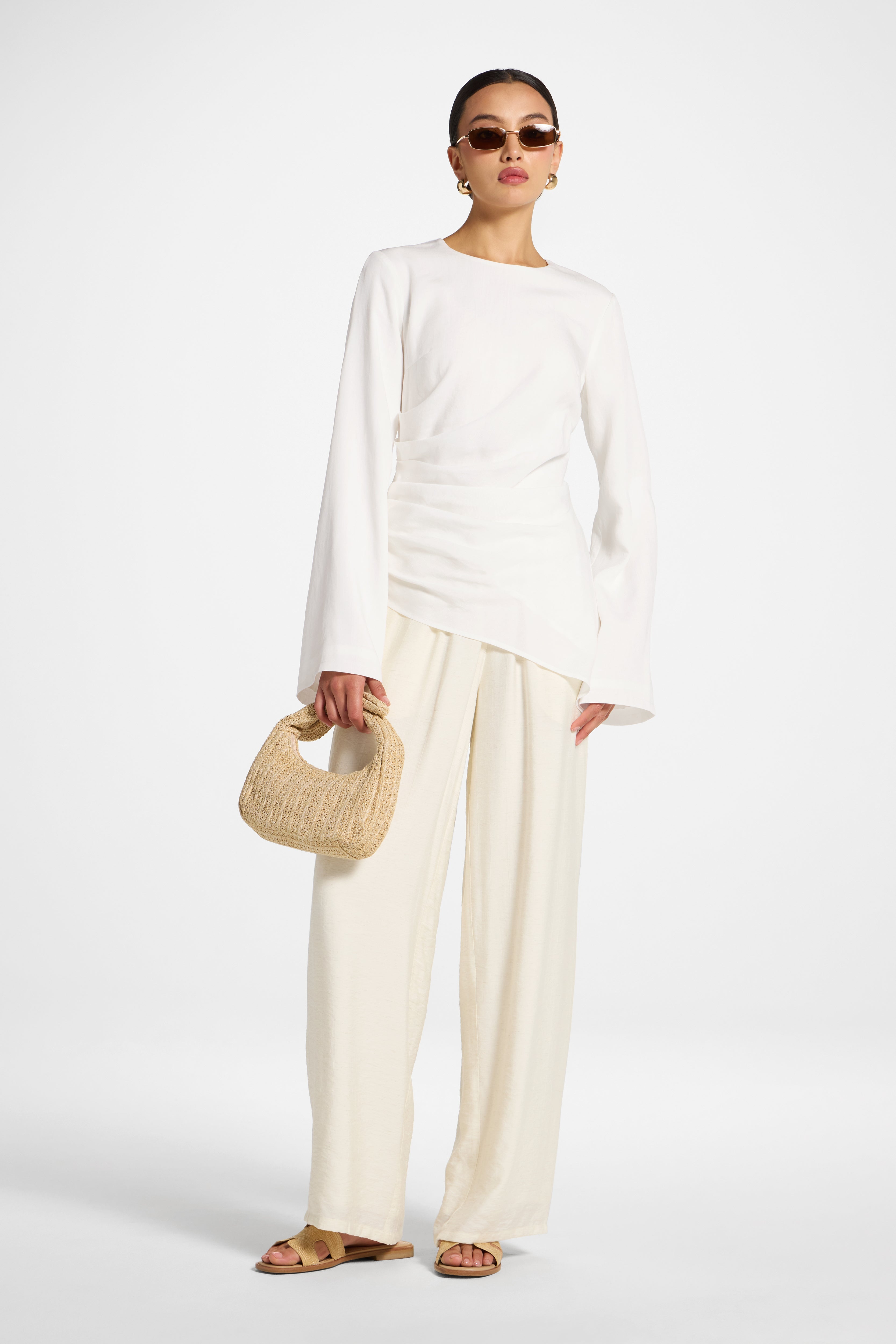 Tencel Asymmetric Top - White Abayas Veiled 
