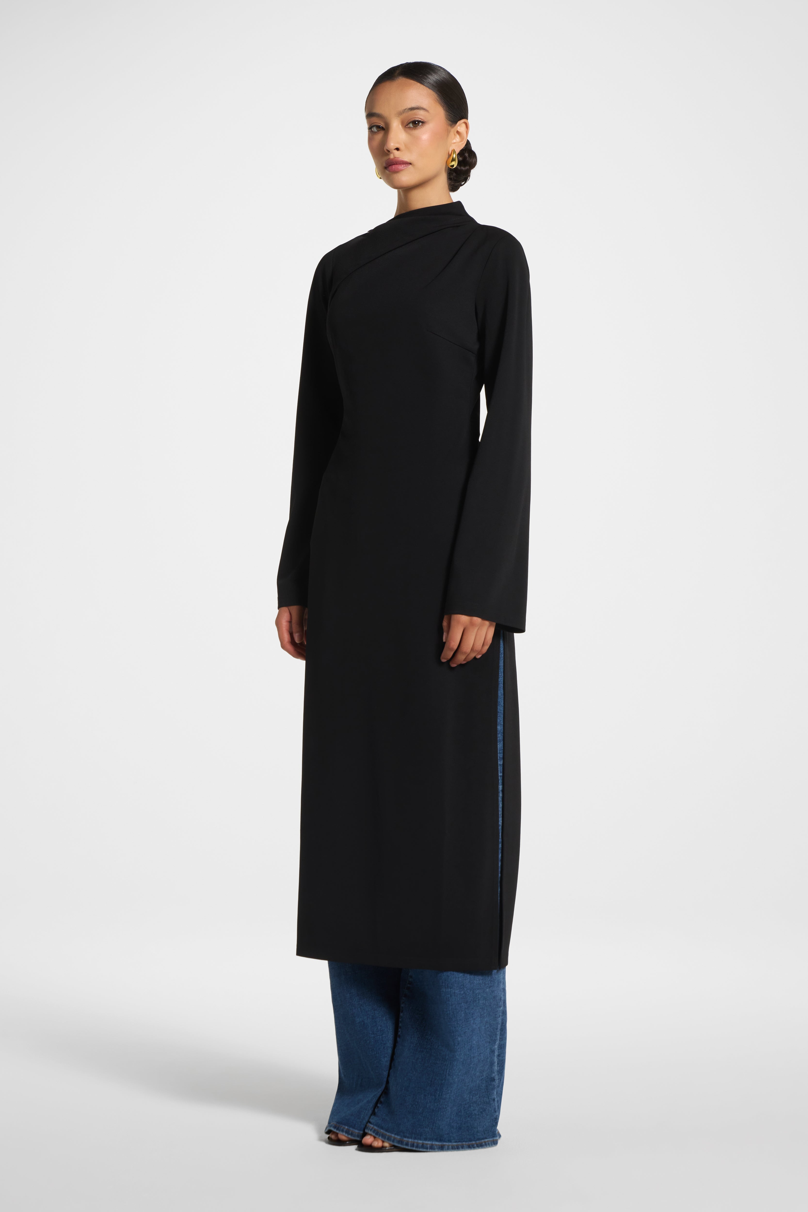 Tencel Longline Top - Black Top Veiled 