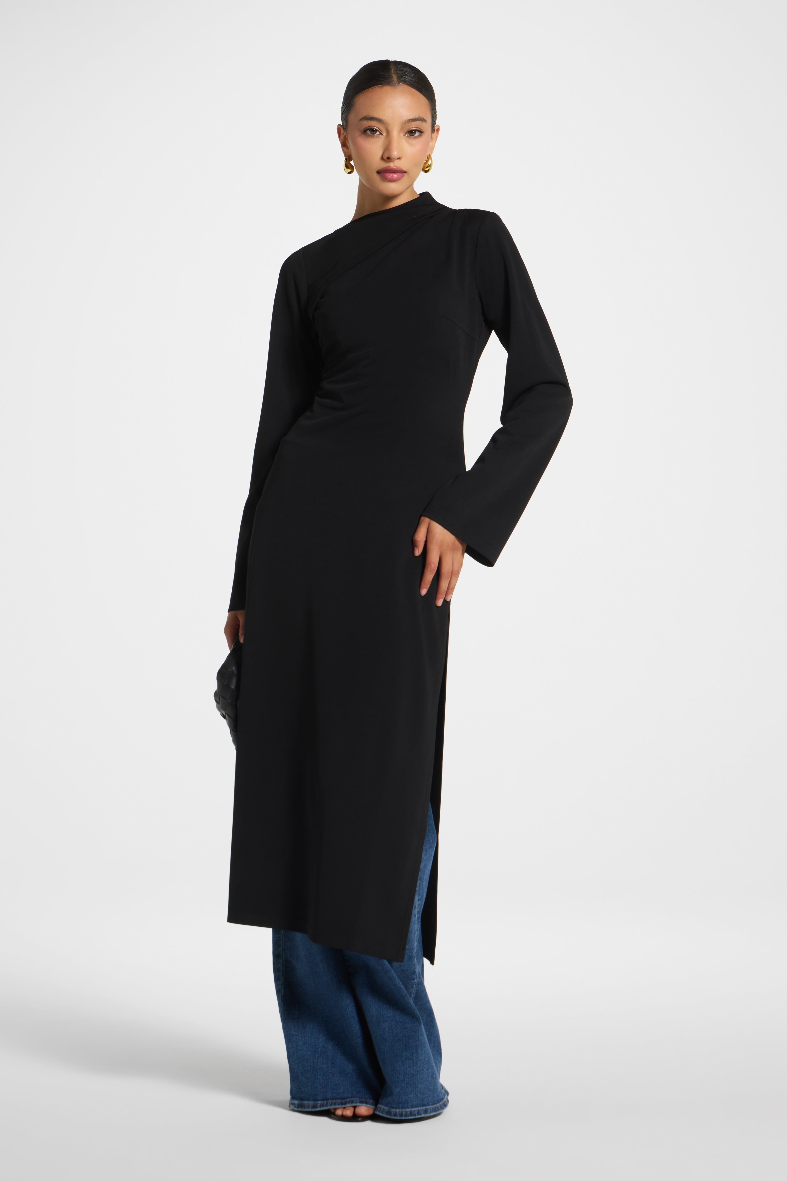 Tencel Longline Top - Black Top Veiled 