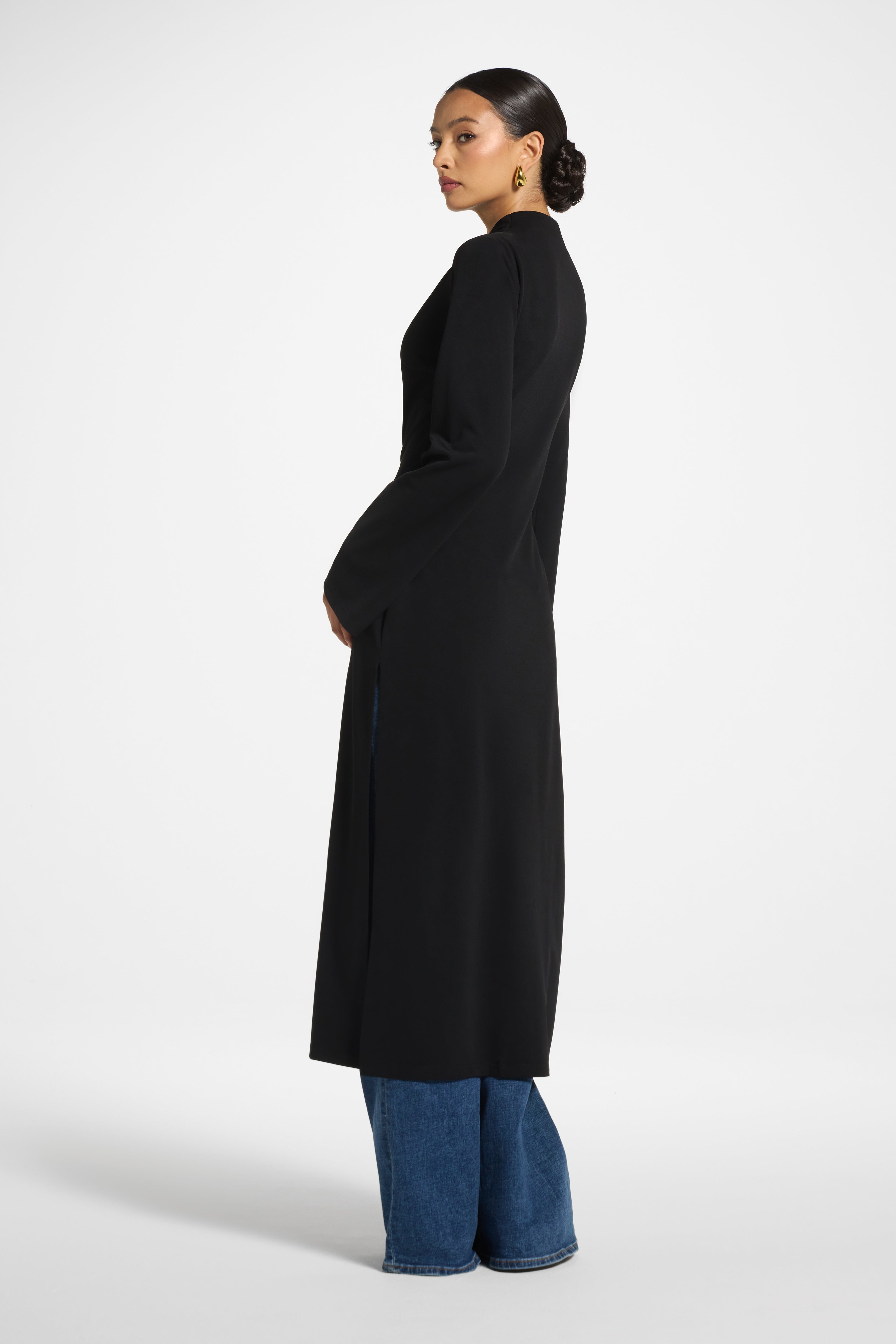 Tencel Longline Top - Black Top Veiled 
