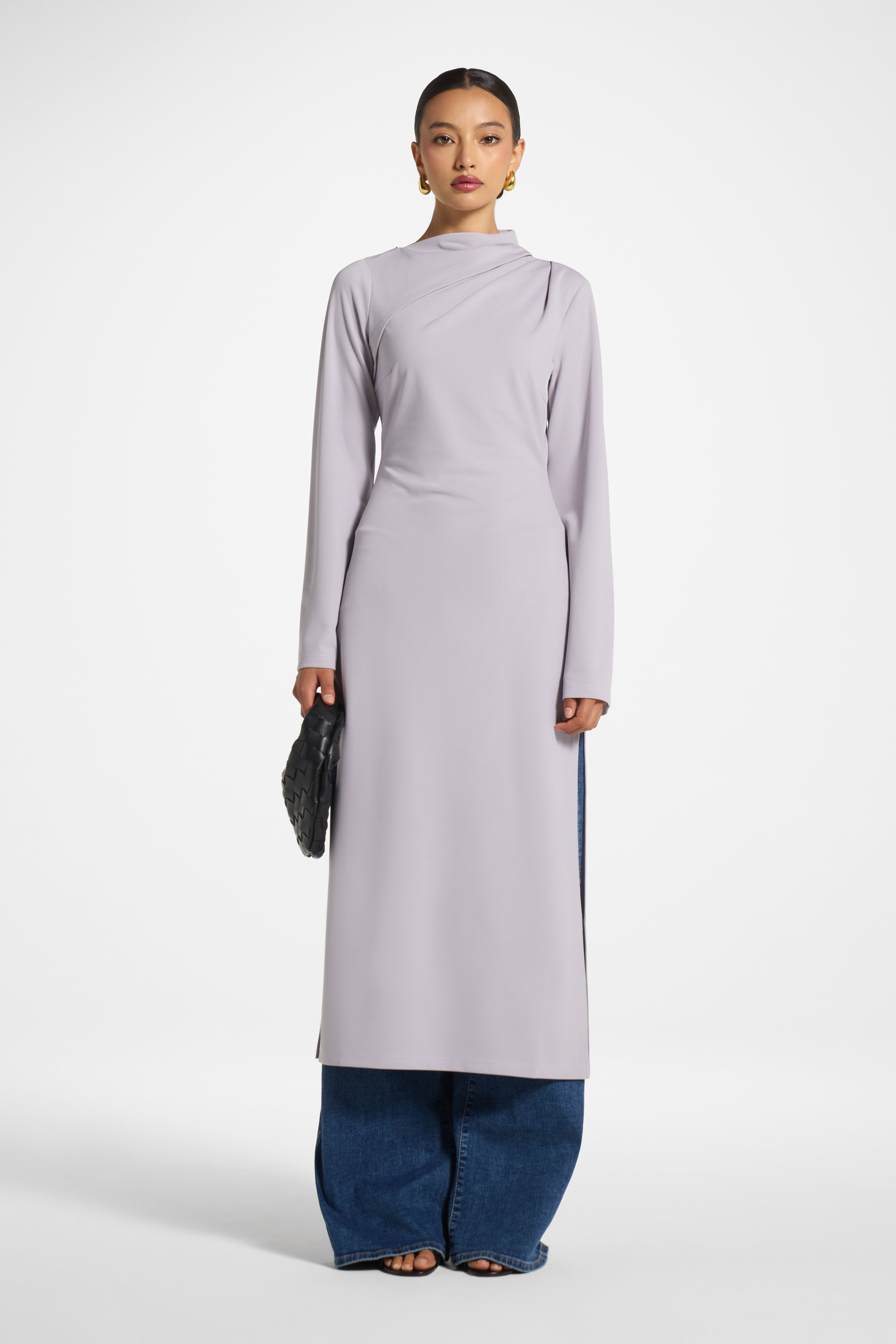 Tencel Longline Top - Smokey Lilac Top Veiled 