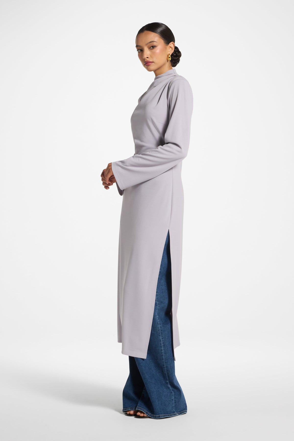 Tencel Longline Top - Smokey Lilac Top Veiled 