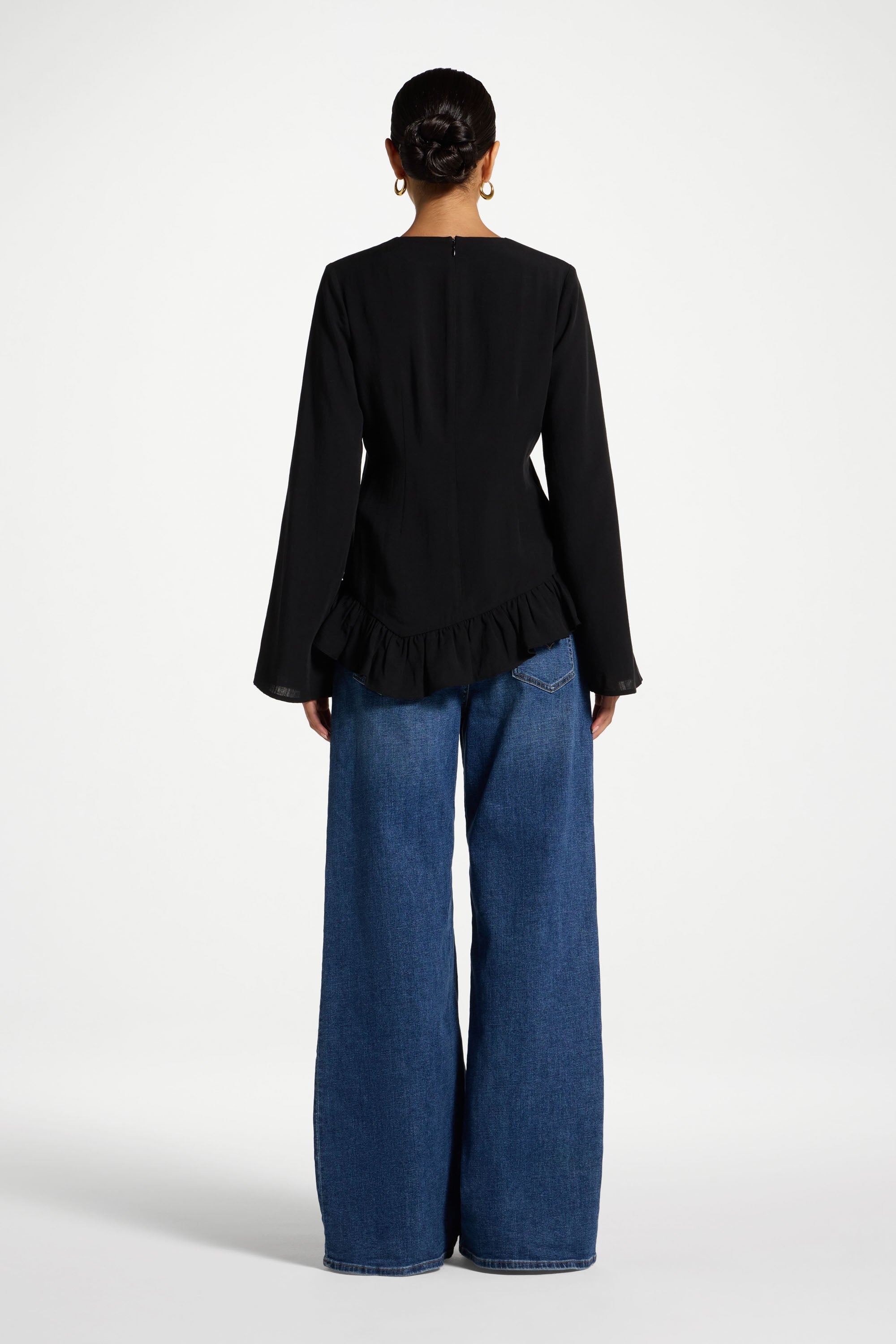 Tencel Ruffle Top - Black Abayas Veiled 