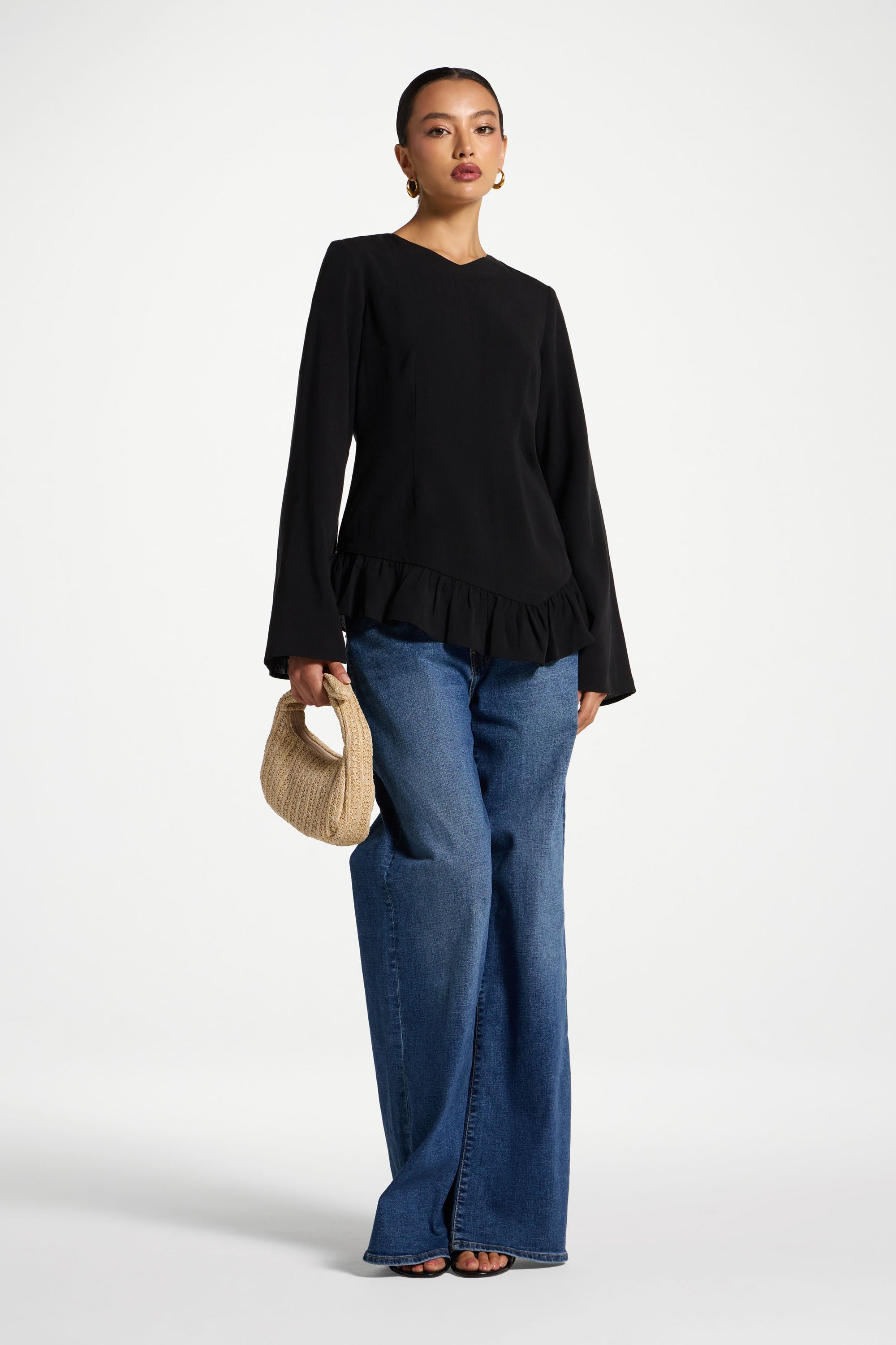 Tencel Ruffle Top - Black Abayas Veiled 