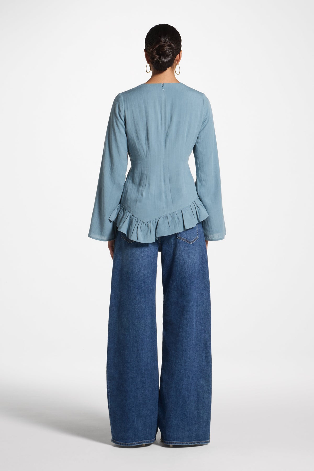Tencel Ruffle Top - Denim Top Veiled 